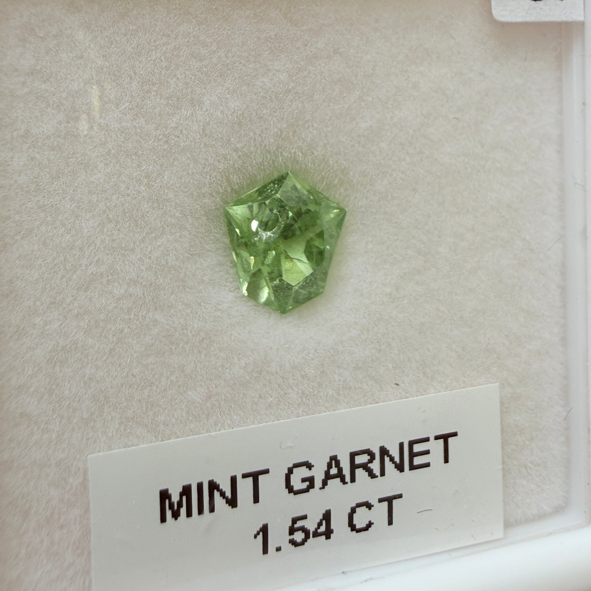 Merelani Mint-Light Colour Tsavorite Garnet, 1.54ct, shield cut, (incl. near table see photos.), Untreated Unheated