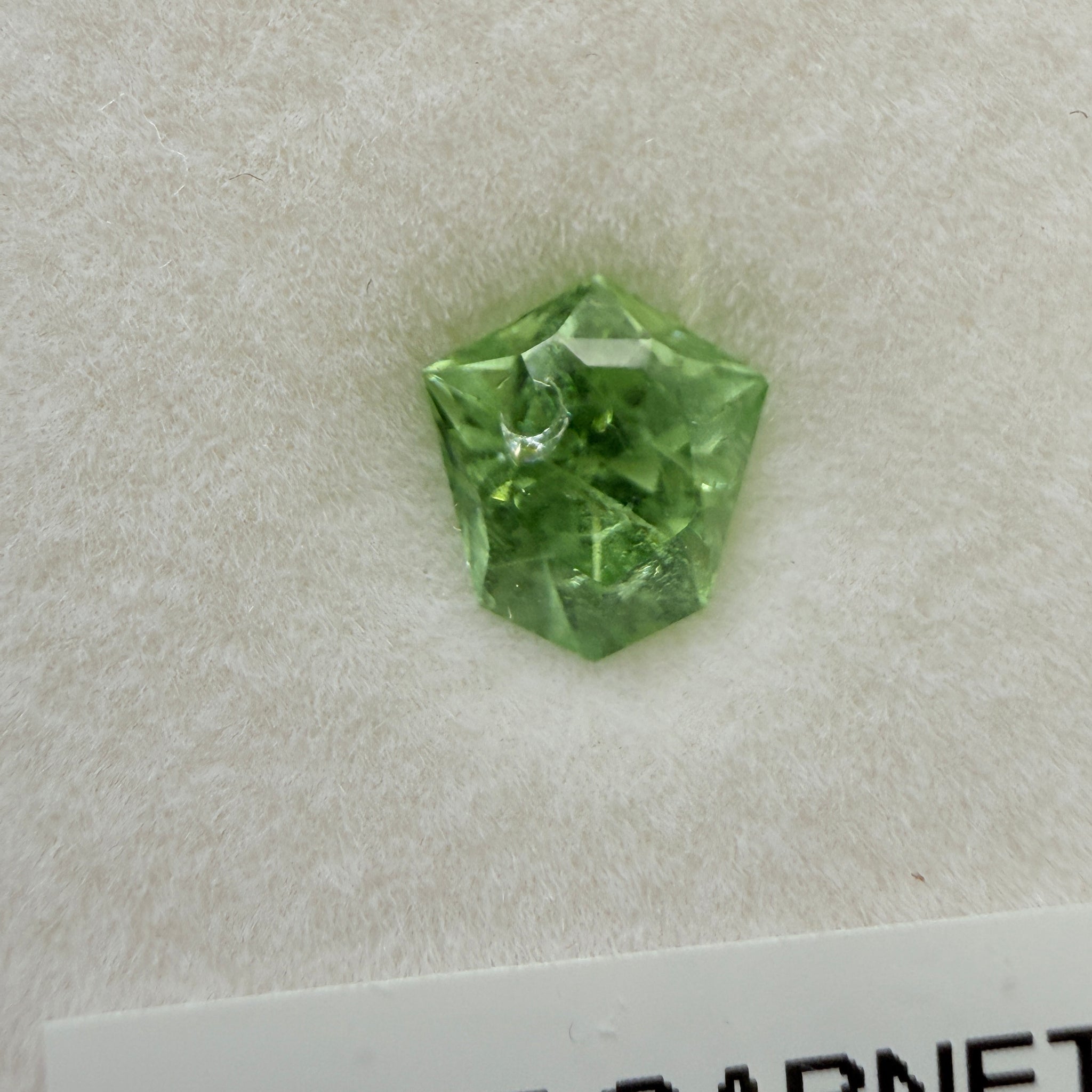 Merelani Mint-Light Colour Tsavorite Garnet, 1.54ct, shield cut, (incl. near table see photos.), Untreated Unheated