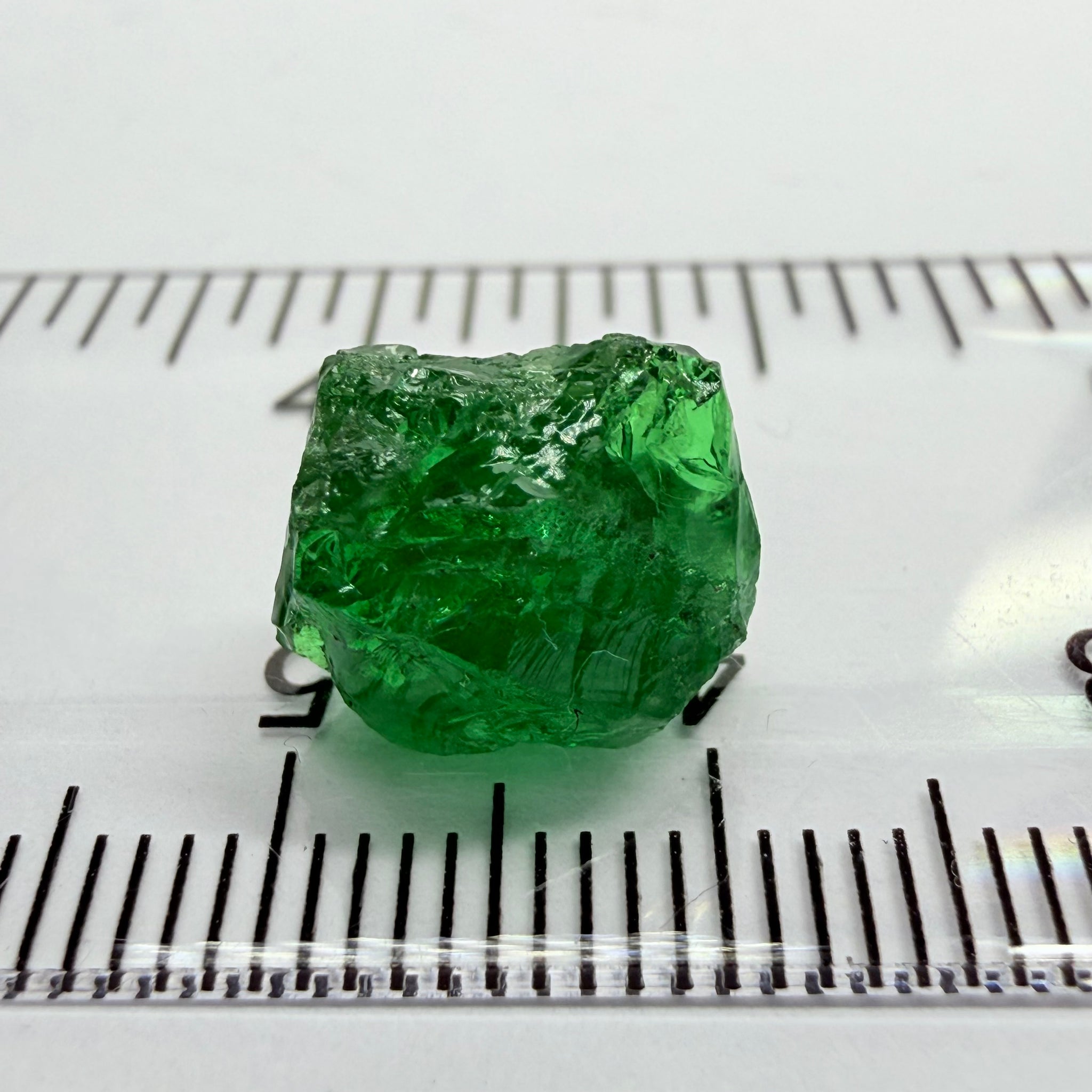 Tsavorite Garnet, 6.91ct, Tanzania, Untreated Unheated. Heavily veiled and moderately included