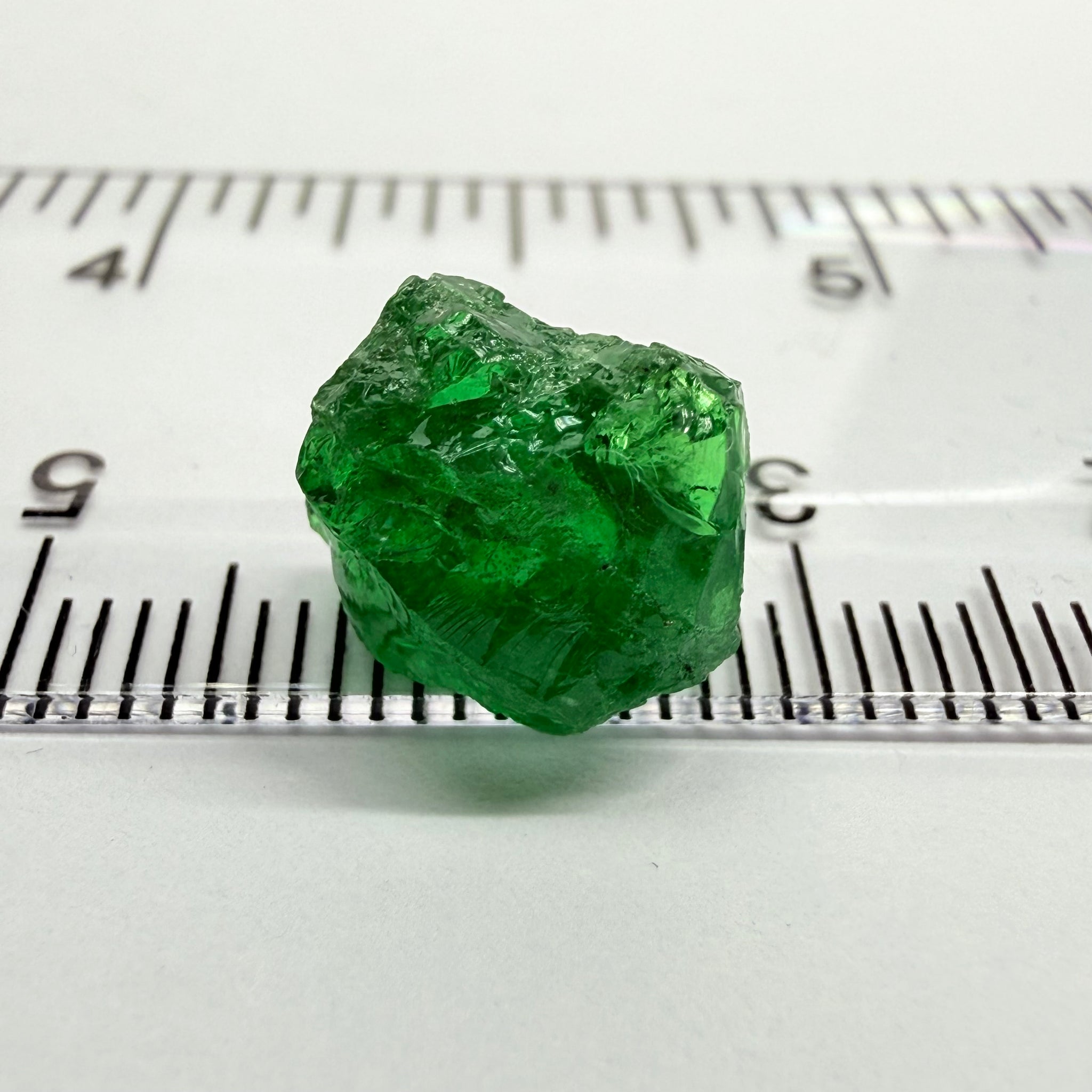 Tsavorite Garnet, 6.91ct, Tanzania, Untreated Unheated. Heavily veiled and moderately included