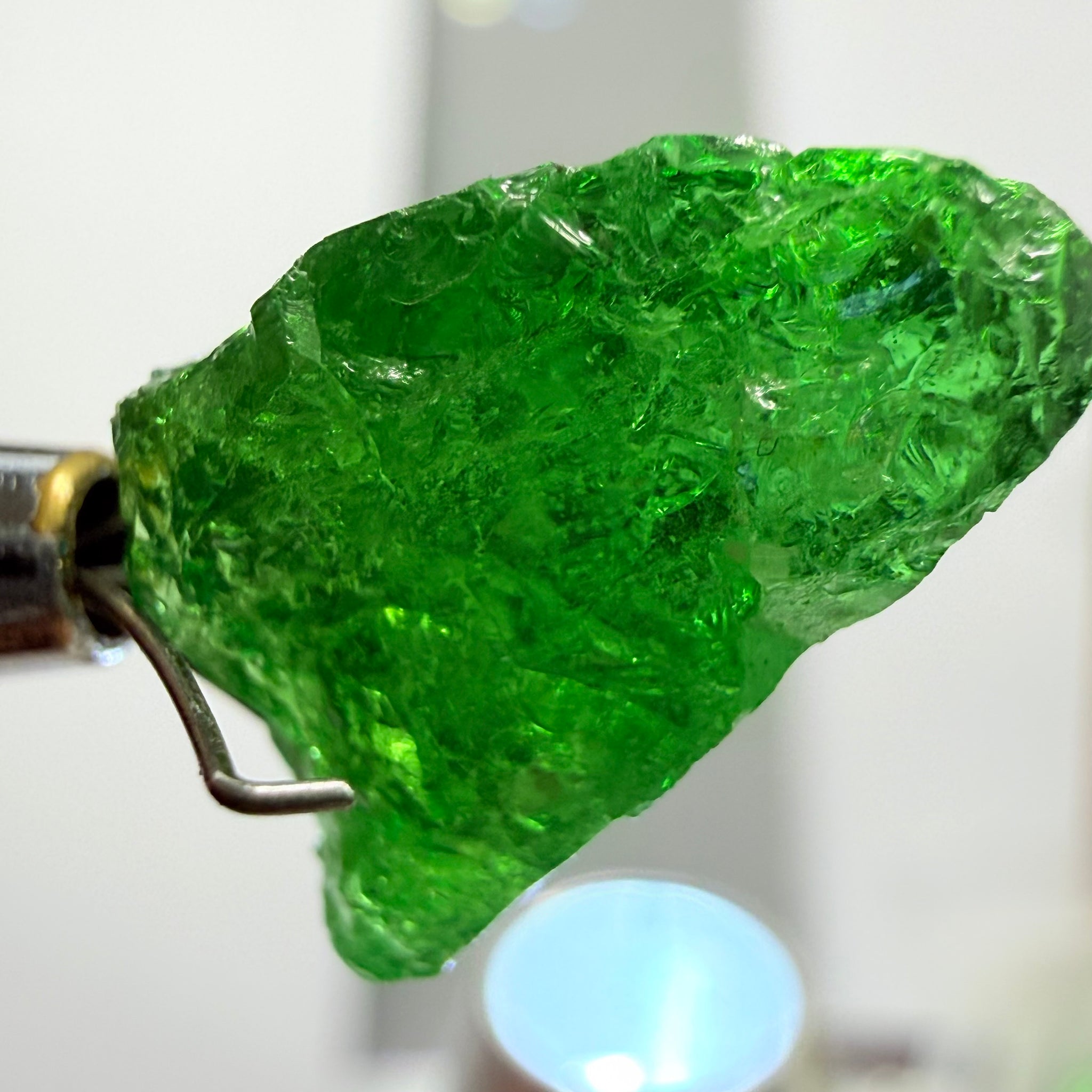 Tsavorite Garnet, 10.94ct, Tanzania, Untreated Unheated. Heavily veiled