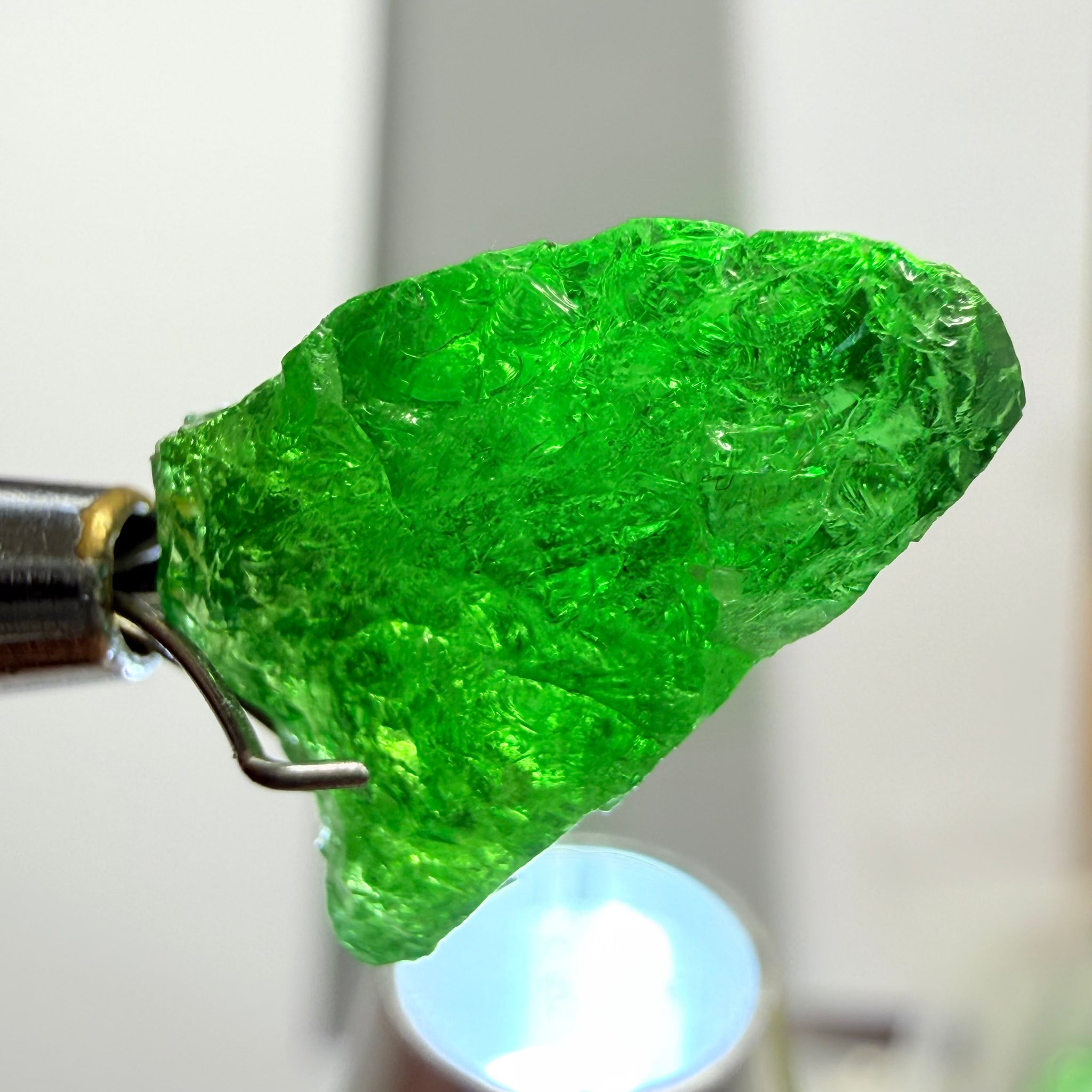 Tsavorite Garnet, 10.94ct, Tanzania, Untreated Unheated. Heavily veiled