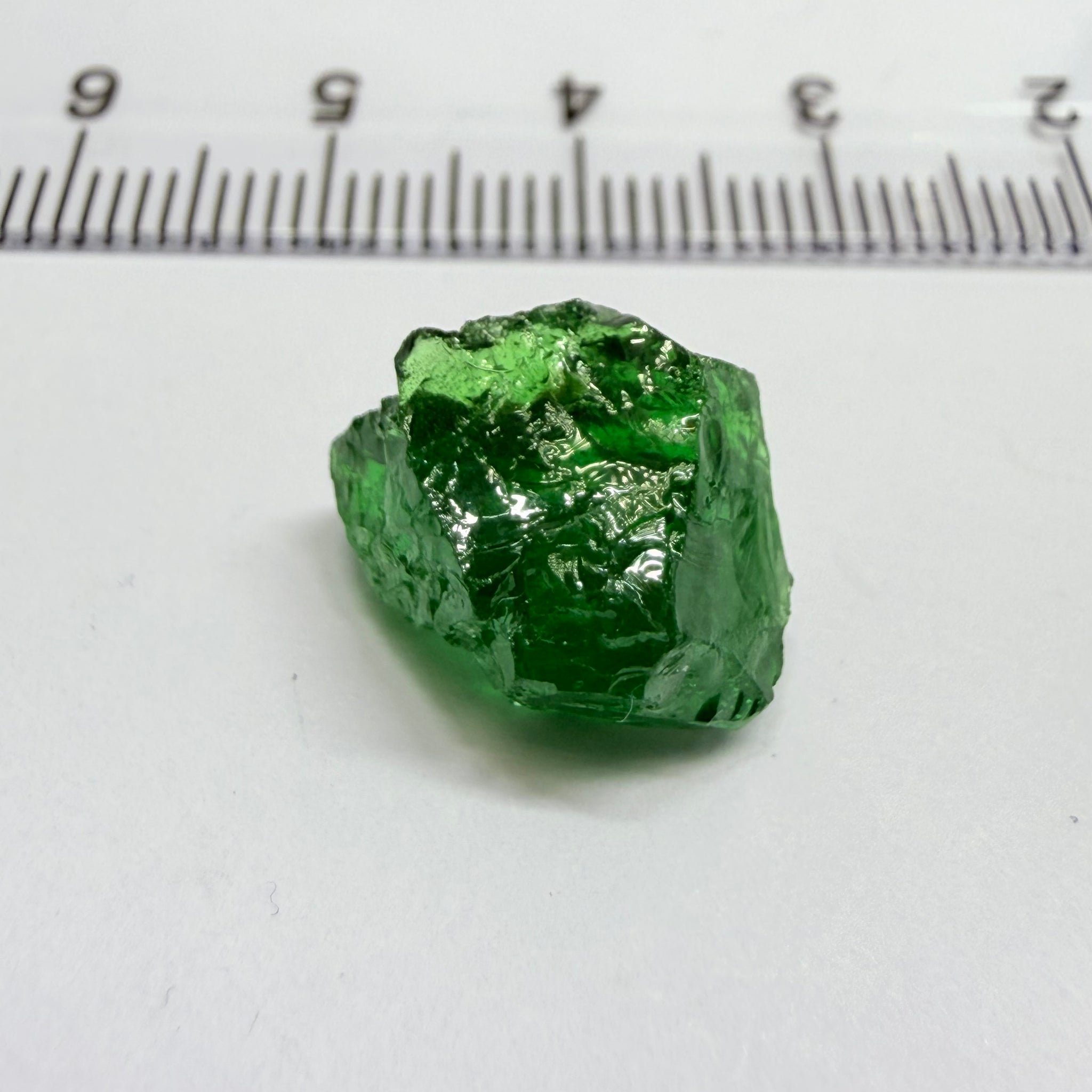 Tsavorite Garnet, 9.32ct, Tanzania, Untreated Unheated. Moderately veiled, see shape, may need to be sliced into 2