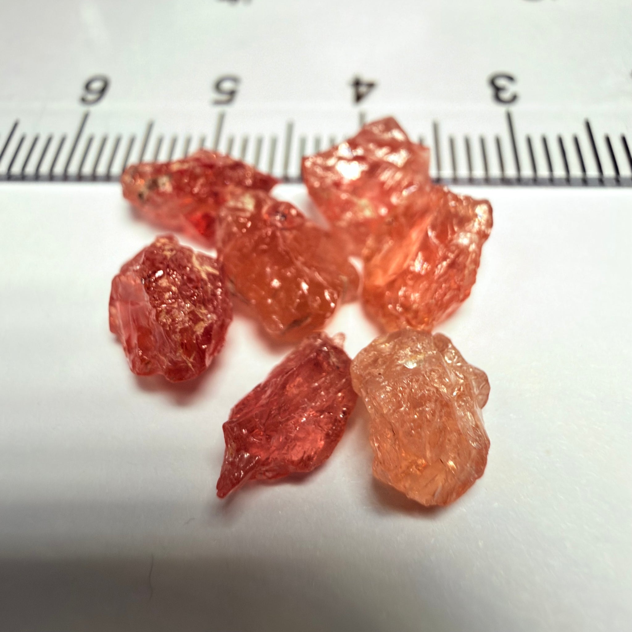Umba Padparadscha Sapphire Lot, 15.15ct, Umba Valley, Tanzania, Untreated Unheated, slightly included to included, 2.16ct average