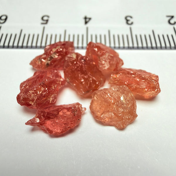 Umba Padparadscha Sapphire Lot, 15.15ct, Umba Valley, Tanzania, Untreated Unheated, slightly included to included, 2.16ct average