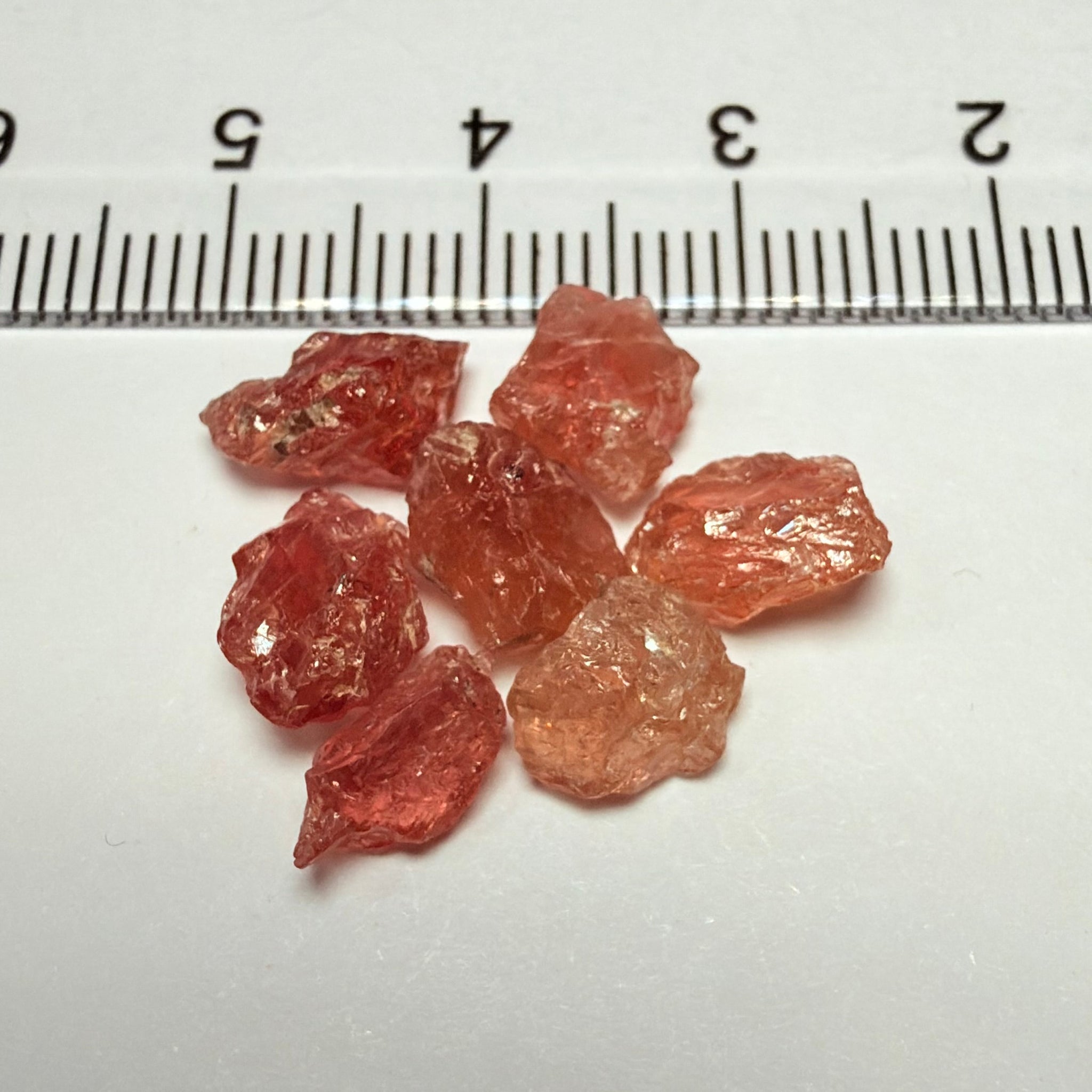 Umba Padparadscha Sapphire Lot, 15.15ct, Umba Valley, Tanzania, Untreated Unheated, slightly included to included, 2.16ct average