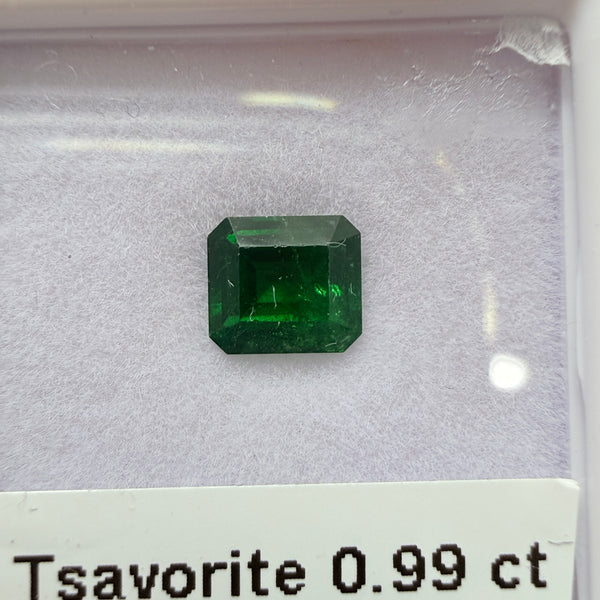 Tsavorite Garnet, 0.99ct, Kenya, Unheated Untreated, native cut.