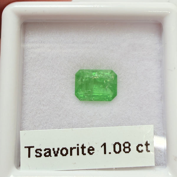 Tsavorite Garnet, 1.08ct, Kenya, Unheated Untreated, native cut.