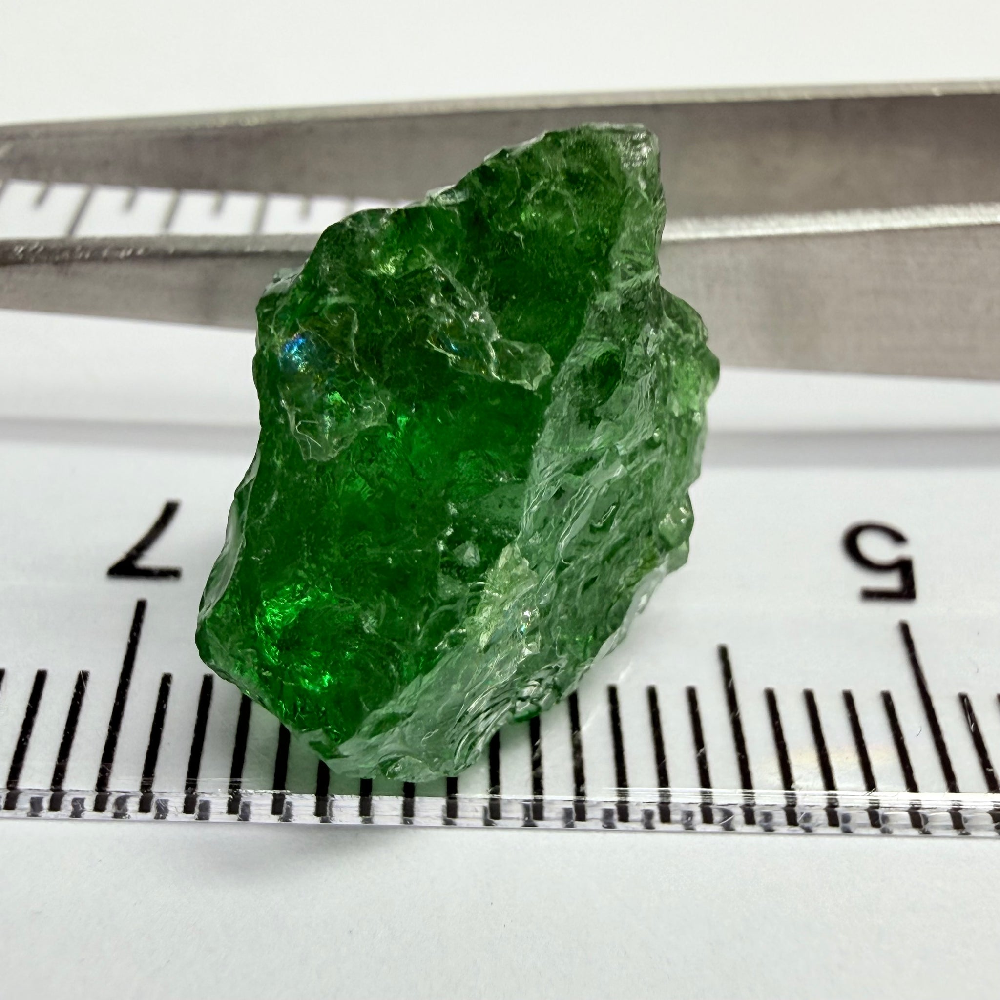 Tsavorite Garnet, 10.94ct, Tanzania, Untreated Unheated. Heavily veiled