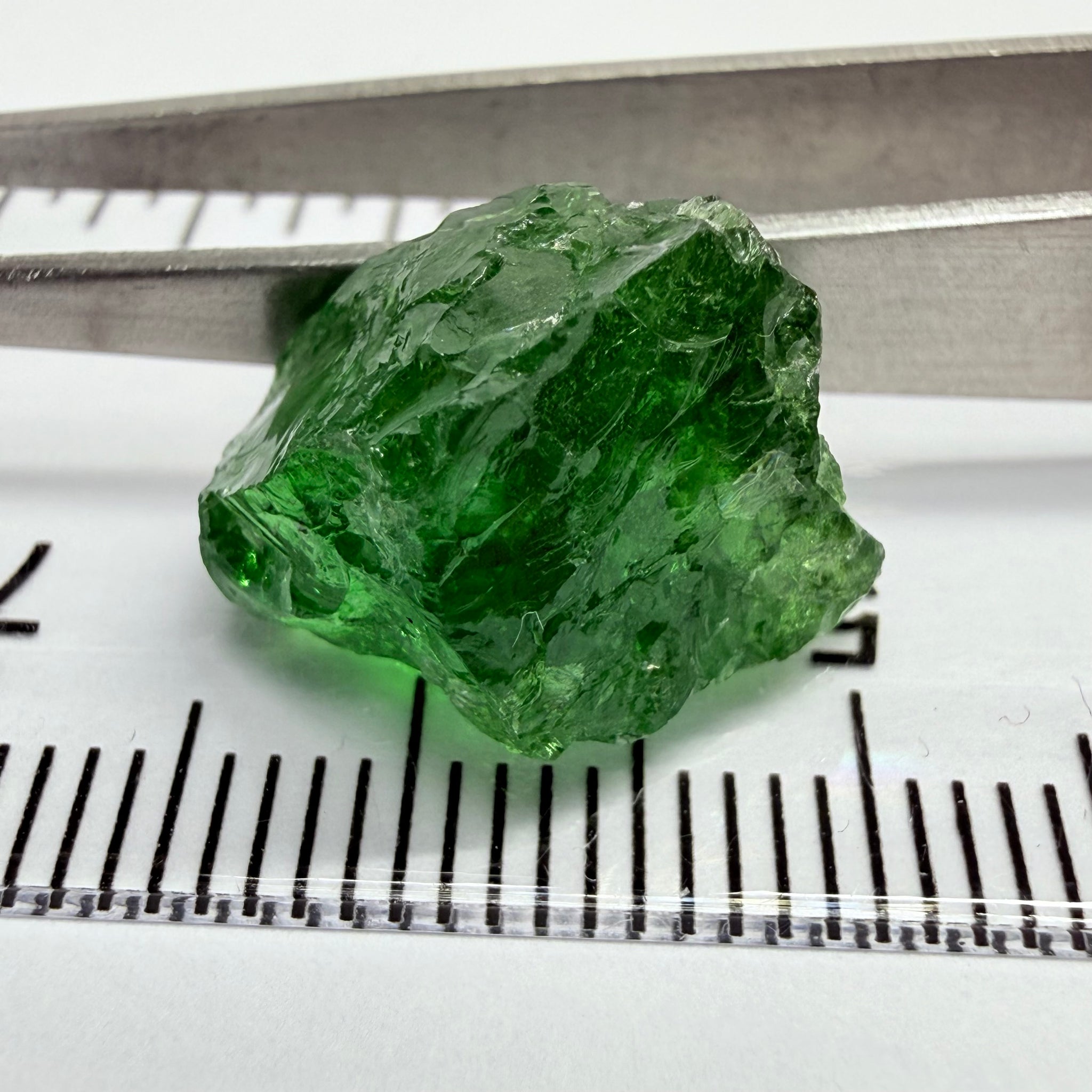 Tsavorite Garnet, 10.94ct, Tanzania, Untreated Unheated. Heavily veiled
