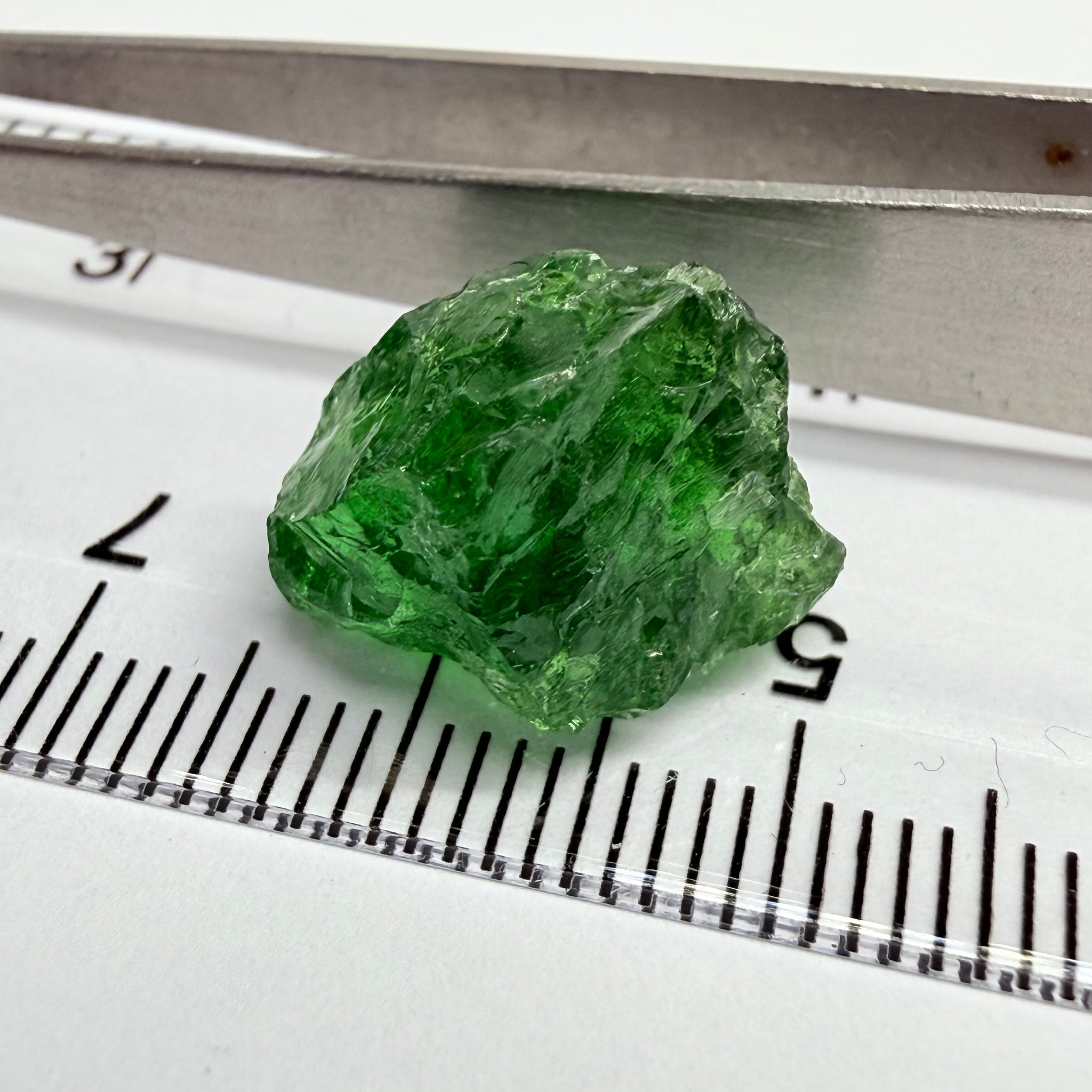Tsavorite Garnet, 10.94ct, Tanzania, Untreated Unheated. Heavily veiled