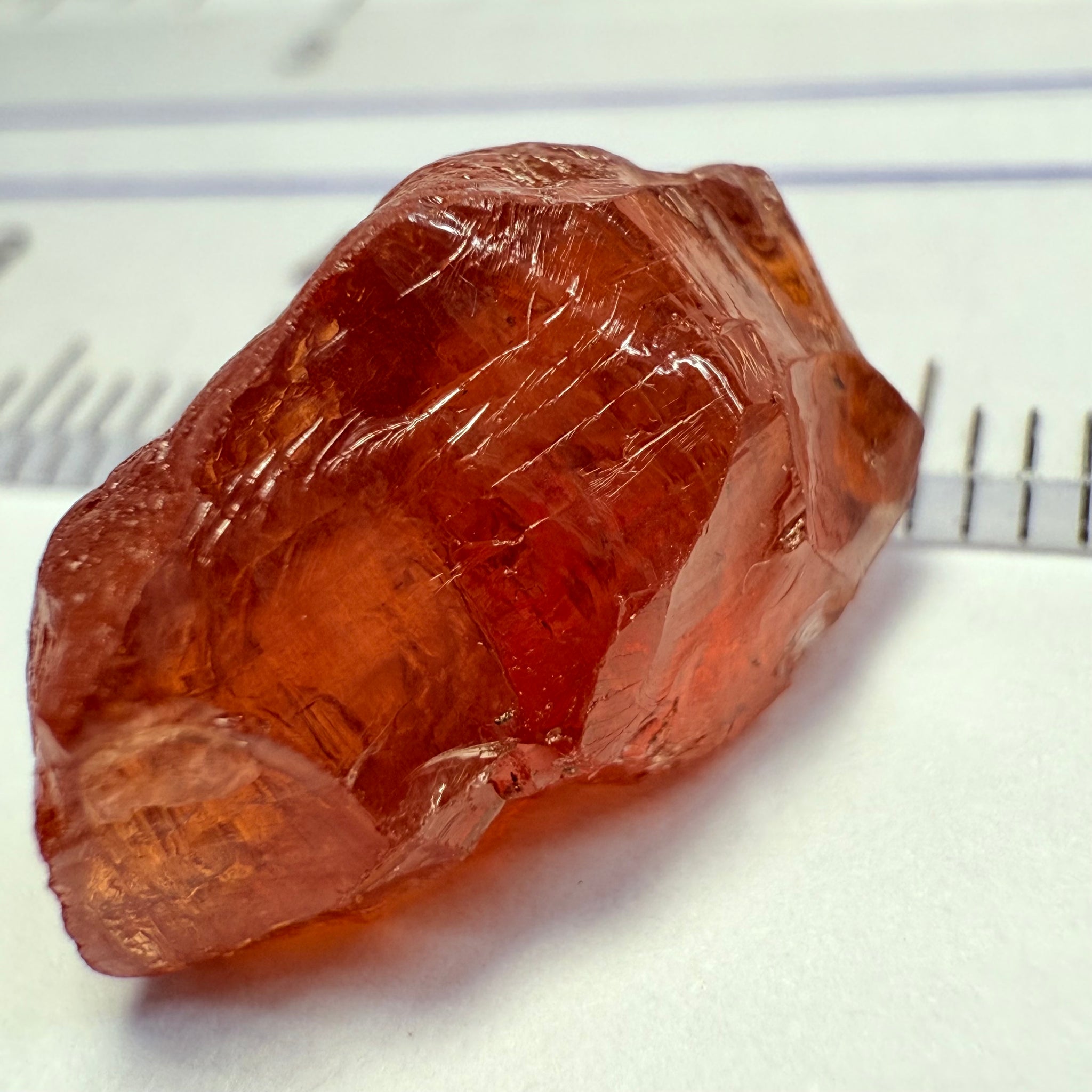 Malaya Garnet, 12.25ct, Super rare size, Tanzania, Untreated Unheated. Just faint parallel silk lines, I have backlit some photos so you can see the silk cannot be seen by the naked eye, very vivid bright colour