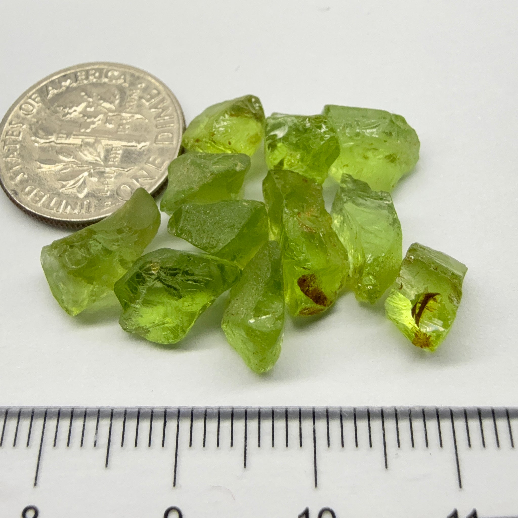 GoGo Peridot Lot, 26.36ct, Mined by the Wa GoGo tribe in Tanzania, Untreated Unheated, Bright Apple Green, 2.04ct-2.81ct, 12pcs, vvs-if