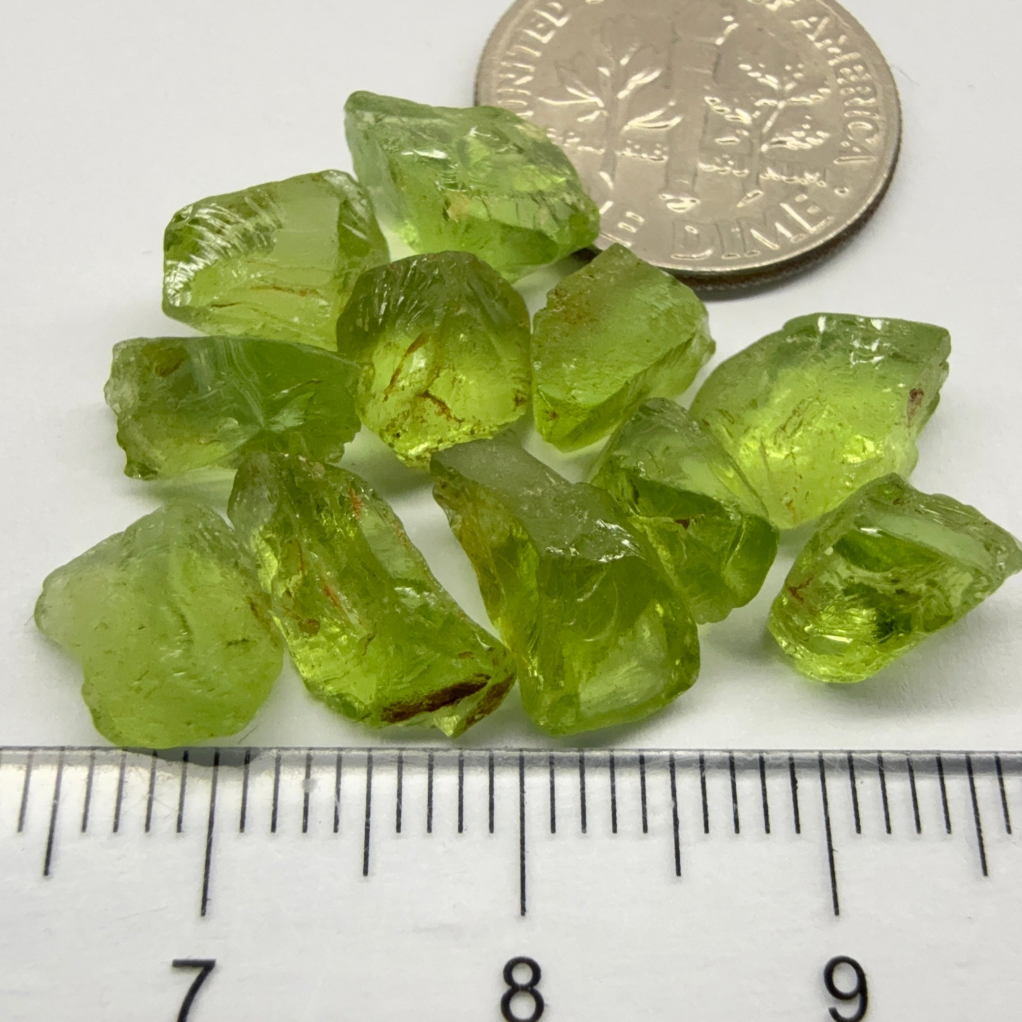 GoGo Peridot Lot, 26.36ct, Mined by the Wa GoGo tribe in Tanzania, Untreated Unheated, Bright Apple Green, 2.04ct-2.81ct, 12pcs, vvs-if