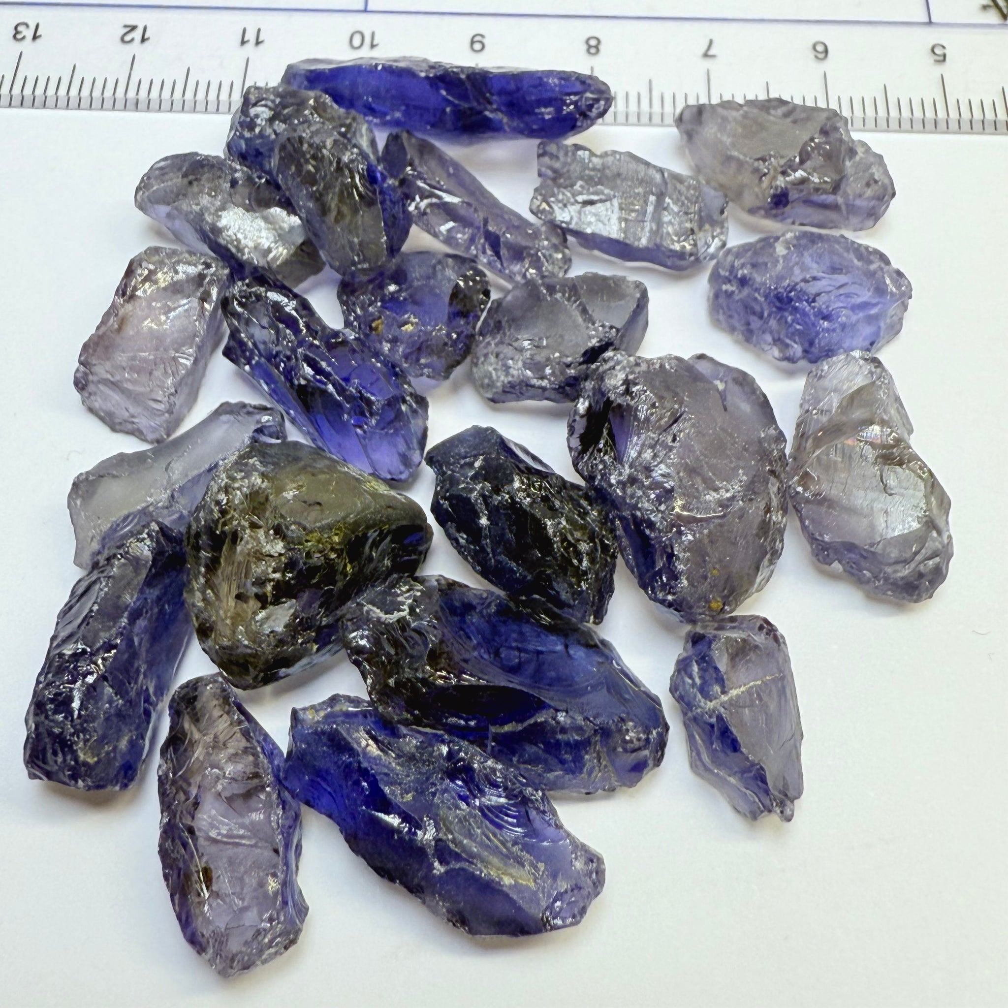 Iolite Lot, 181.83ct, Babati, Tanzania, Untreated Unheated, 22pcs, 8.26ct av. many vvs, some will have the odd veil that you will have to divide the stone or remove on disk