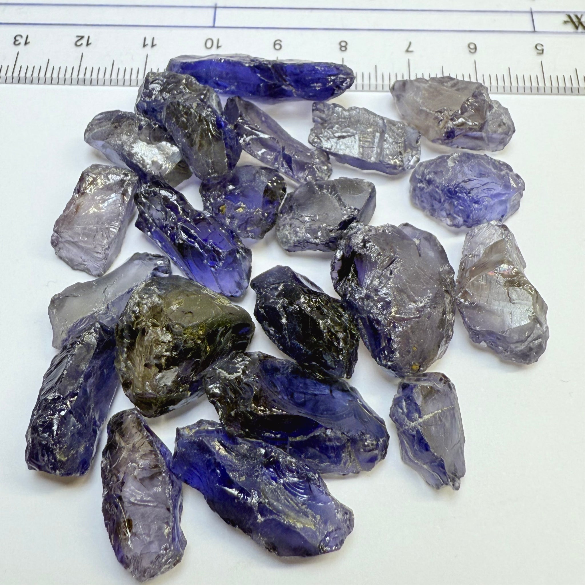 Iolite Lot, 181.83ct, Babati, Tanzania, Untreated Unheated, 22pcs, 8.26ct av. many vvs, some will have the odd veil that you will have to divide the stone or remove on disk
