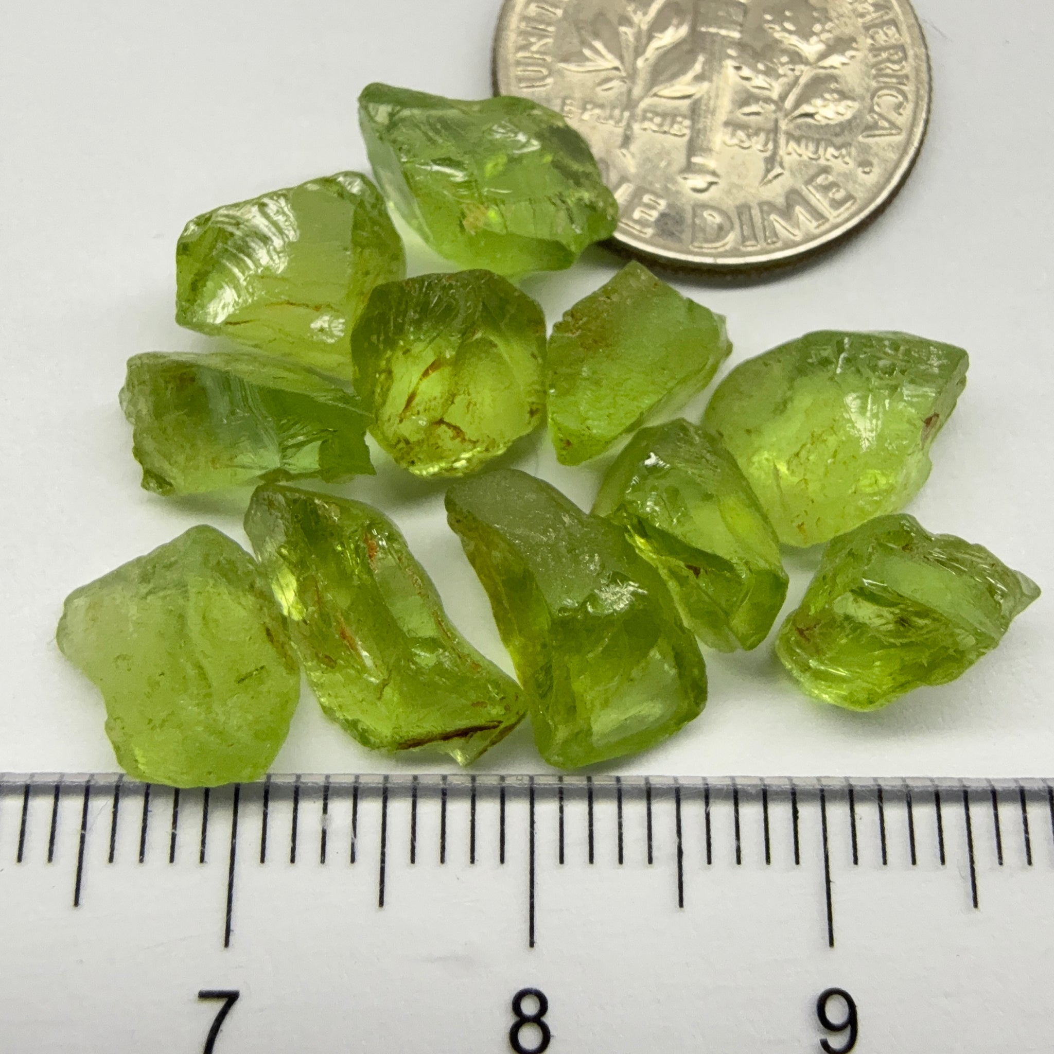 GoGo Peridot Lot, 26.36ct, Mined by the Wa GoGo tribe in Tanzania, Untreated Unheated, Bright Apple Green, 2.04ct-2.81ct, 12pcs, vvs-if