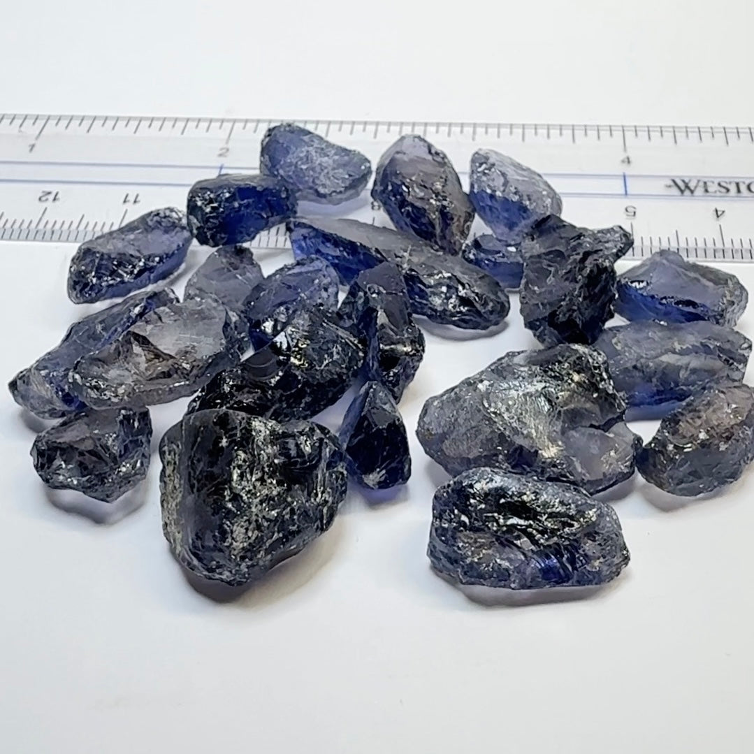 Iolite Lot, 181.83ct, Babati, Tanzania, Untreated Unheated, 22pcs, 8.26ct av. many vvs, some will have the odd veil that you will have to divide the stone or remove on disk
