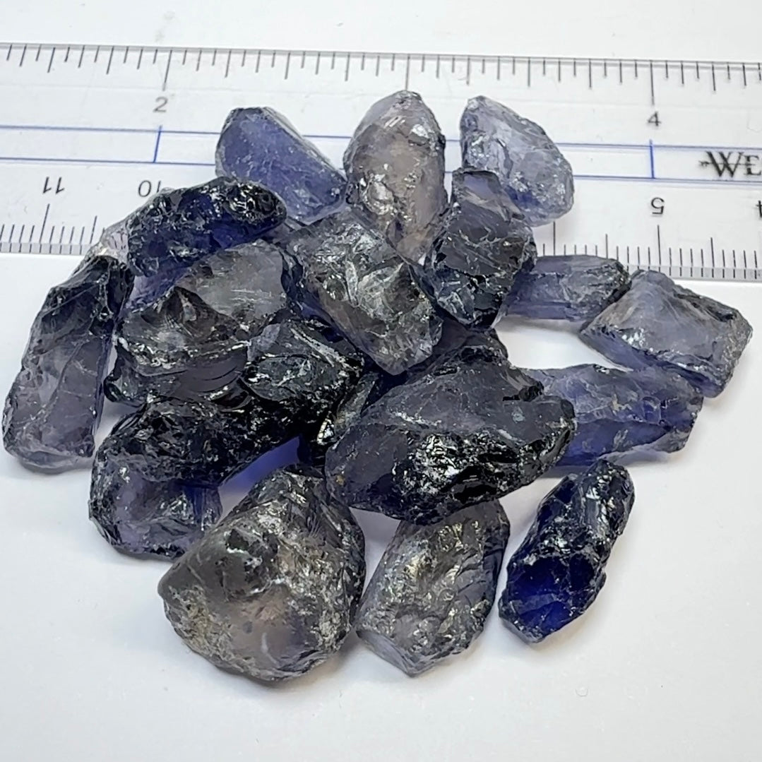 Iolite Lot, 181.83ct, Babati, Tanzania, Untreated Unheated, 22pcs, 8.26ct av. many vvs, some will have the odd veil that you will have to divide the stone or remove on disk
