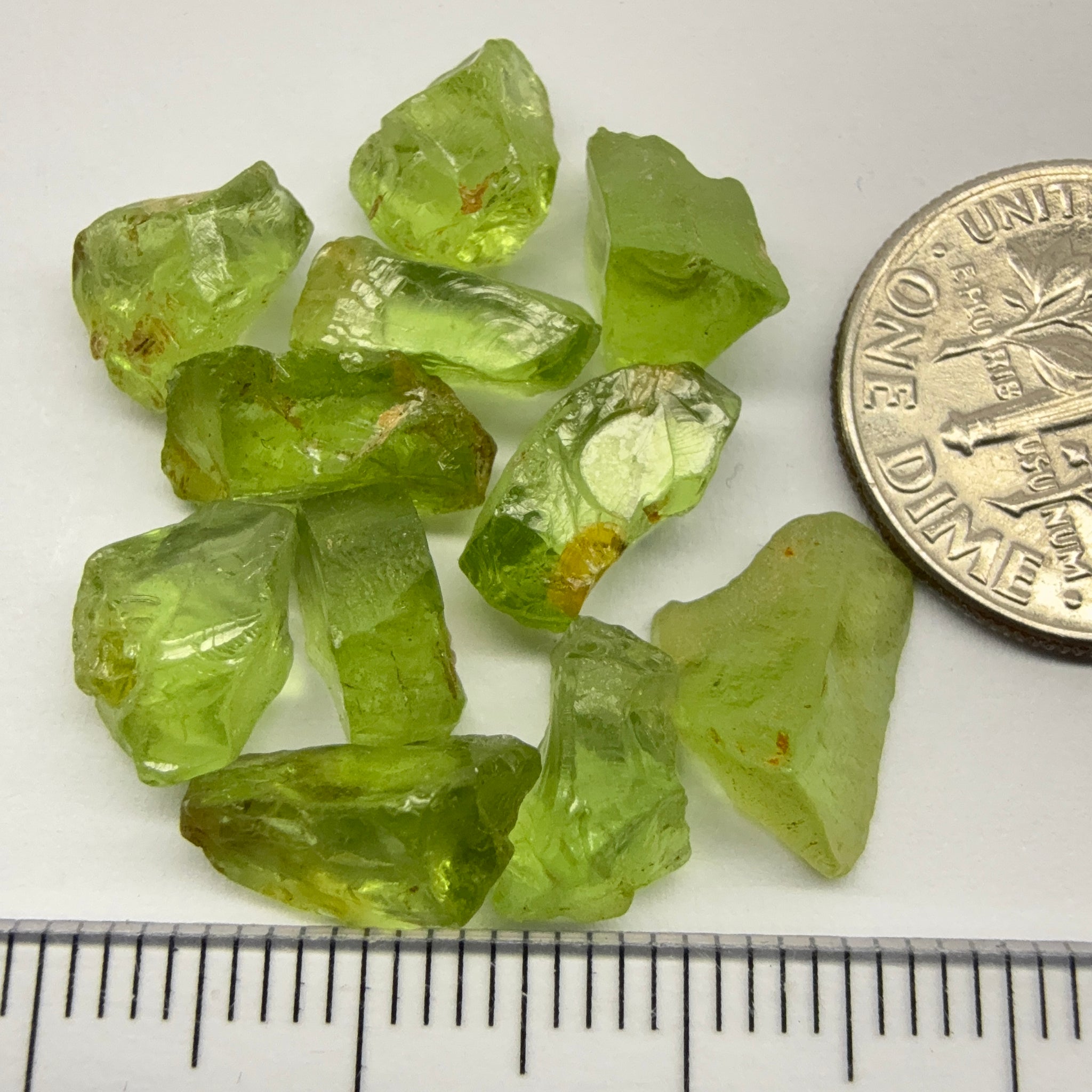 GoGo Peridot Lot, 25.00ct, Mined by the Wa GoGo tribe in Tanzania, Untreated Unheated, Bright Apple Green, 2.09ct-2.70ct, 11pcs, vvs-if