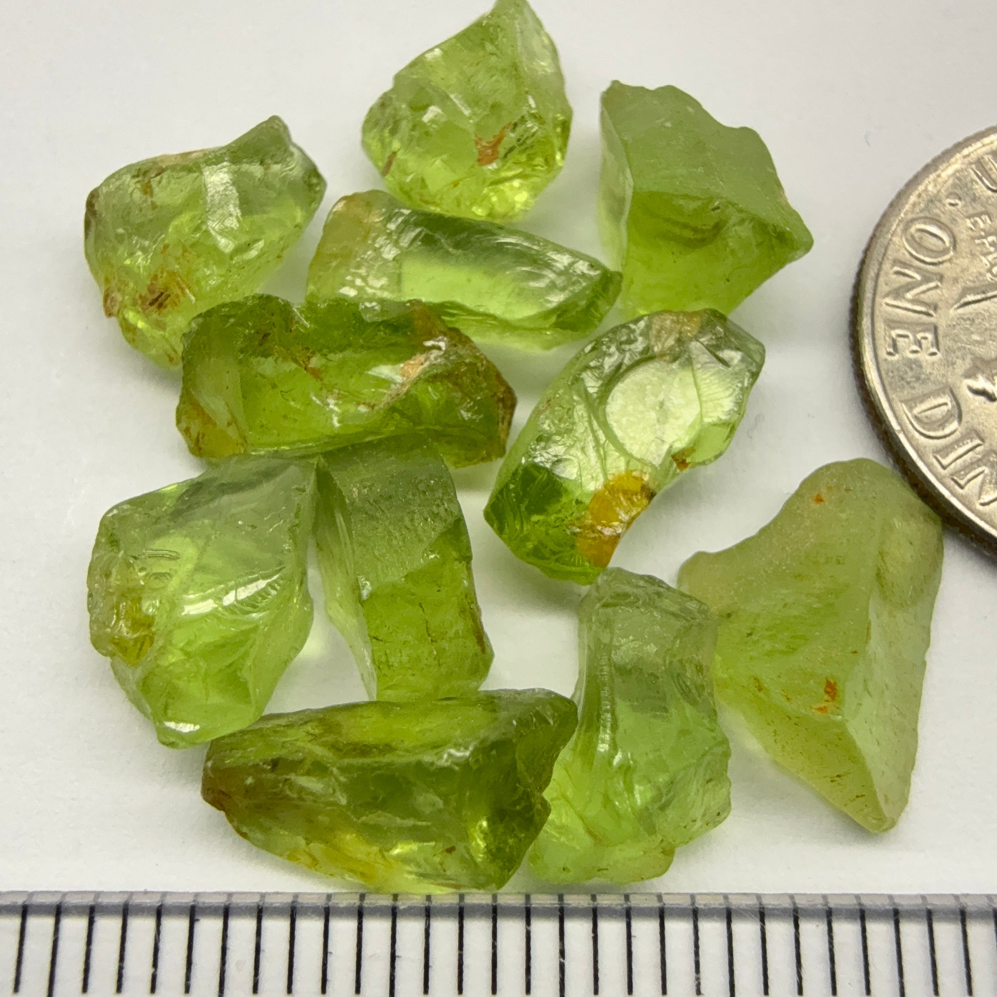 GoGo Peridot Lot, 25.00ct, Mined by the Wa GoGo tribe in Tanzania, Untreated Unheated, Bright Apple Green, 2.09ct-2.70ct, 11pcs, vvs-if