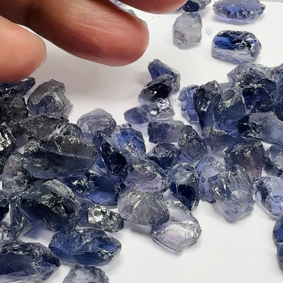 Iolite Lot, 69.30gm / 346.50ct, Babati, Tanzania, Untreated Unheated, mixed clarity lot between clean vvs through to si and flats 2.20ct - 7.66ct