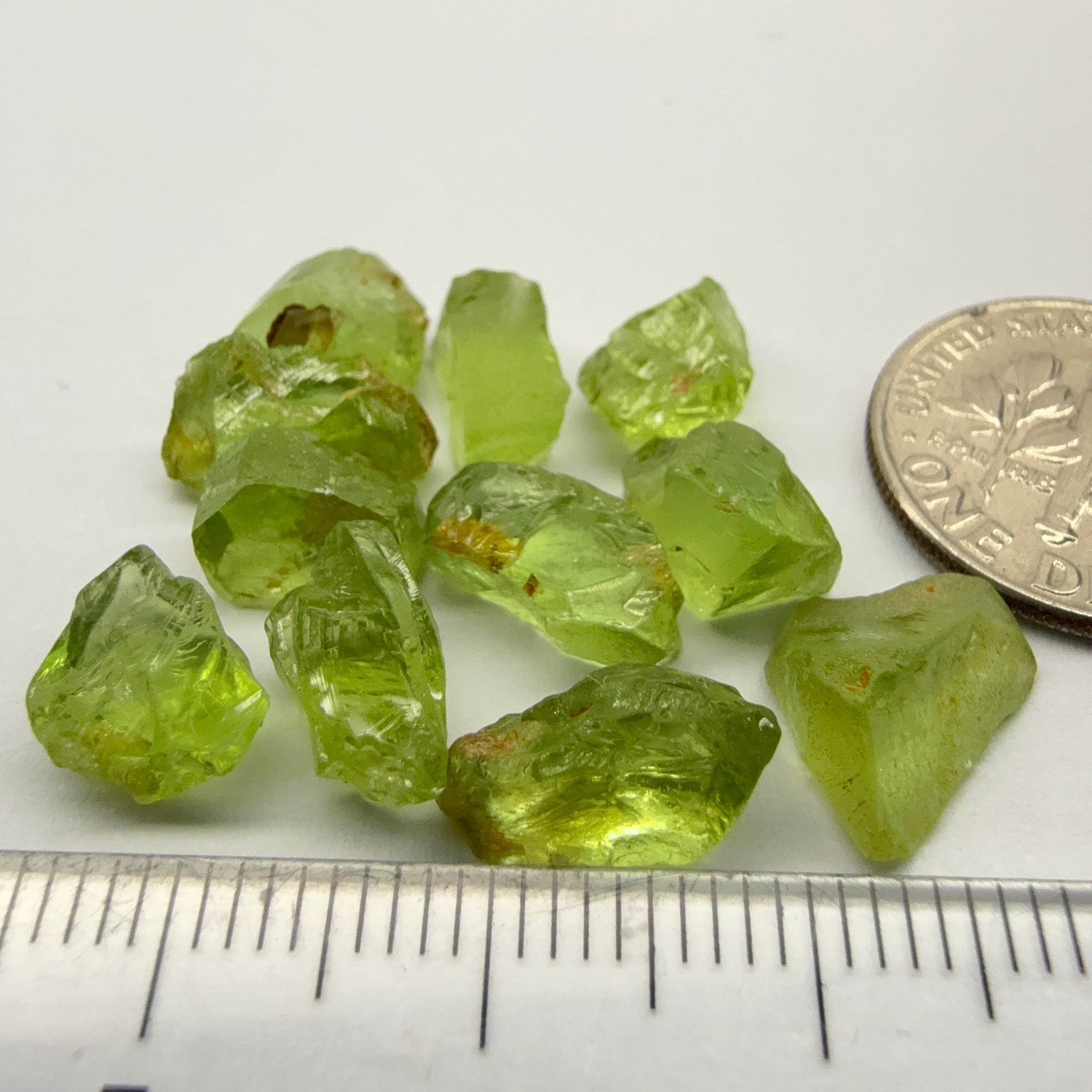 GoGo Peridot Lot, 25.00ct, Mined by the Wa GoGo tribe in Tanzania, Untreated Unheated, Bright Apple Green, 2.09ct-2.70ct, 11pcs, vvs-if