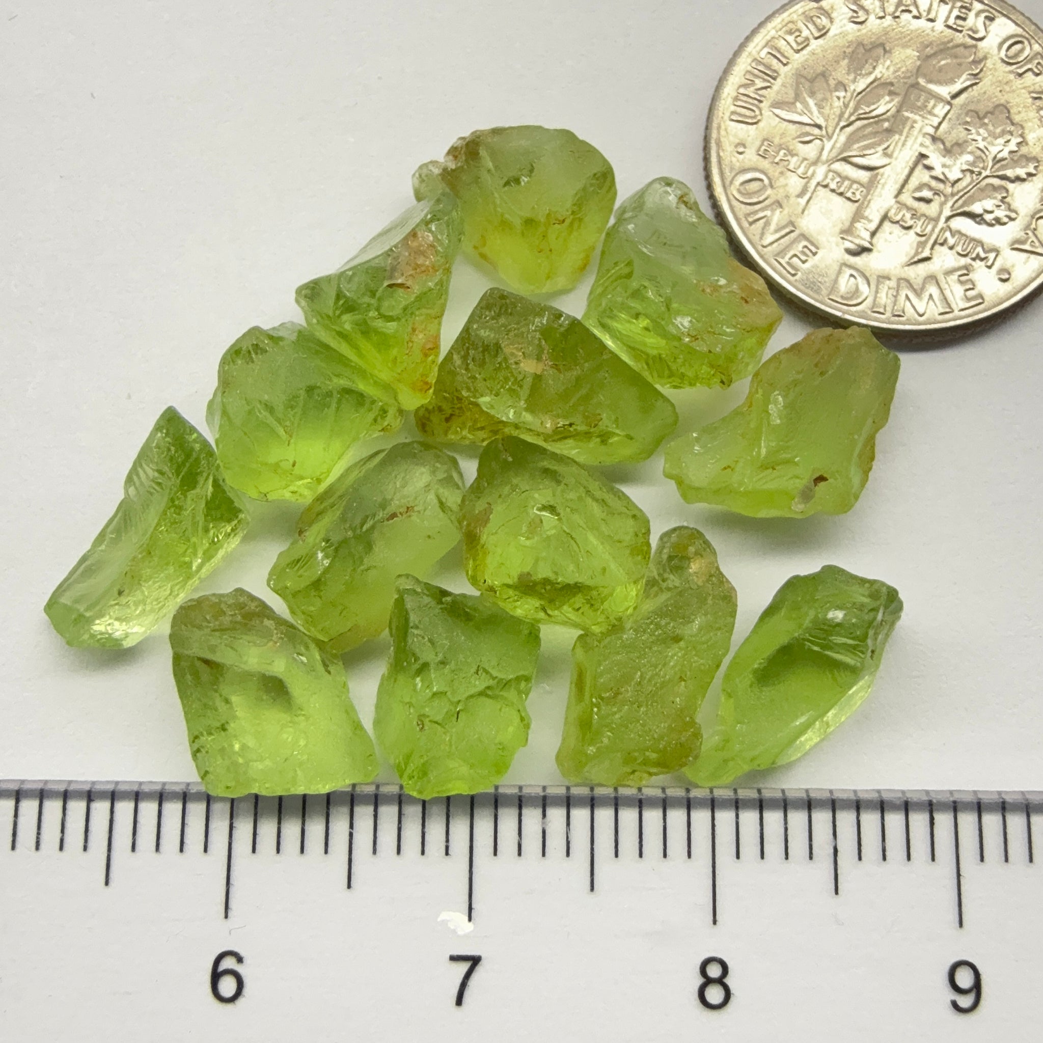 GoGo Peridot Lot, 33.37ct, Mined by the Wa GoGo tribe in Tanzania, Untreated Unheated, Bright Apple Green, 2.17ct-3.02ct, 13pcs, vvs-if