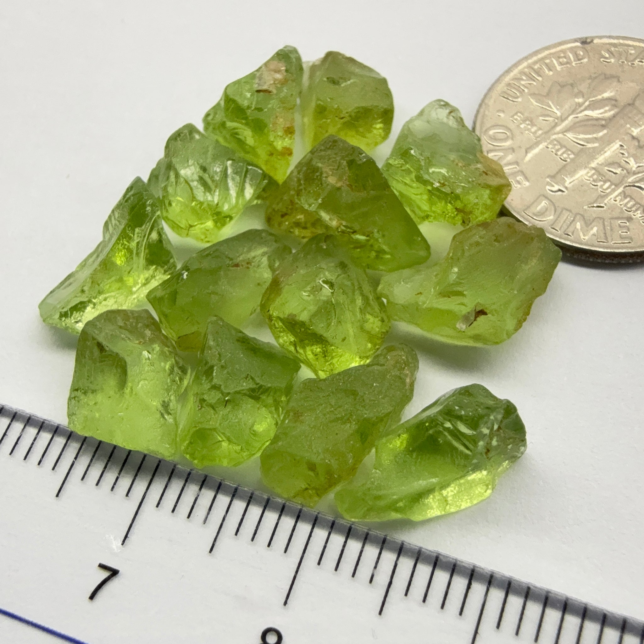 GoGo Peridot Lot, 33.37ct, Mined by the Wa GoGo tribe in Tanzania, Untreated Unheated, Bright Apple Green, 2.17ct-3.02ct, 13pcs, vvs-if