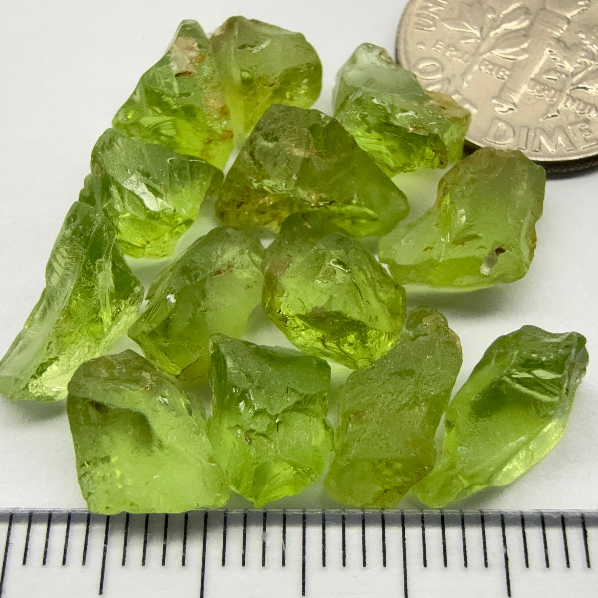 GoGo Peridot Lot, 33.37ct, Mined by the Wa GoGo tribe in Tanzania, Untreated Unheated, Bright Apple Green, 2.17ct-3.02ct, 13pcs, vvs-if