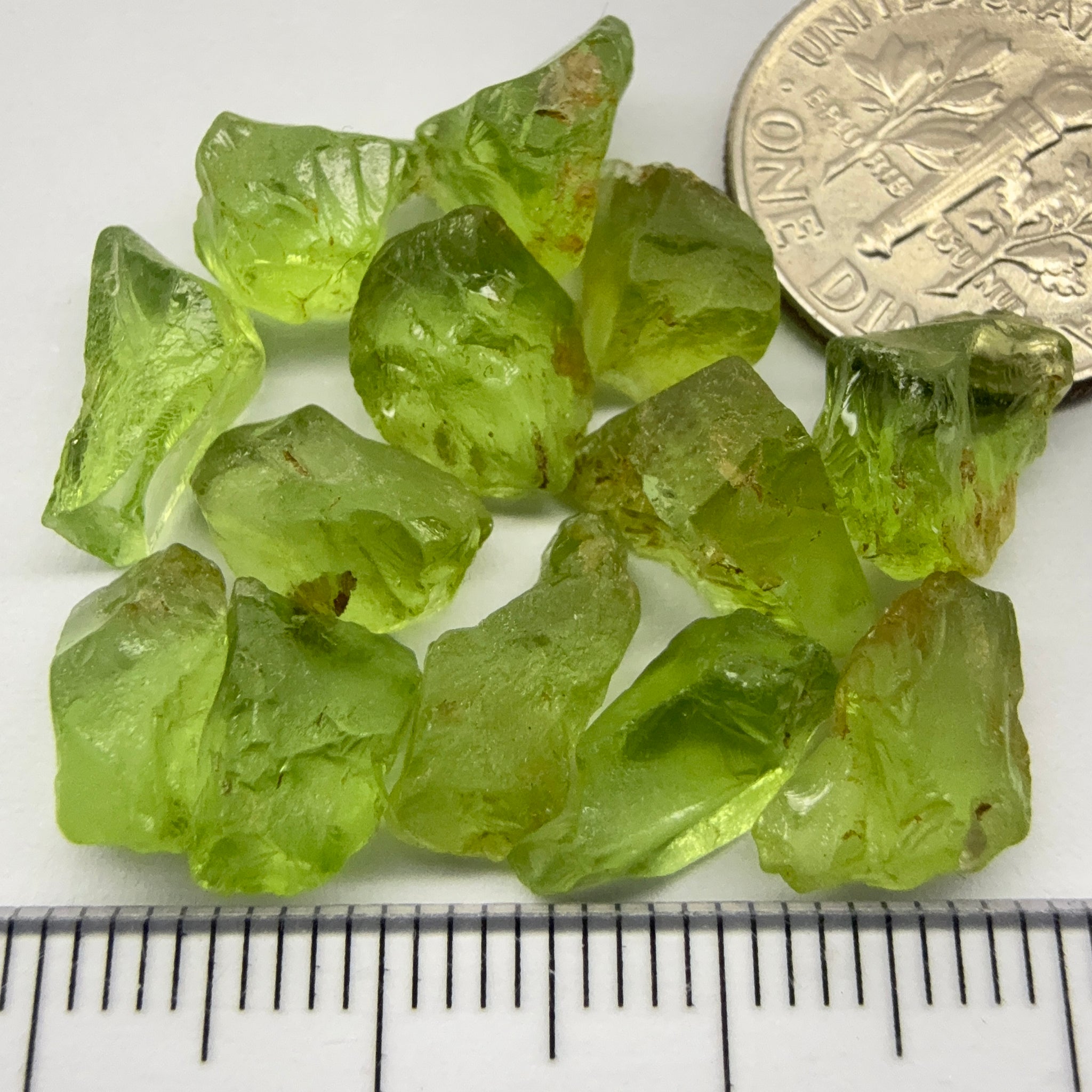 GoGo Peridot Lot, 33.37ct, Mined by the Wa GoGo tribe in Tanzania, Untreated Unheated, Bright Apple Green, 2.17ct-3.02ct, 13pcs, vvs-if