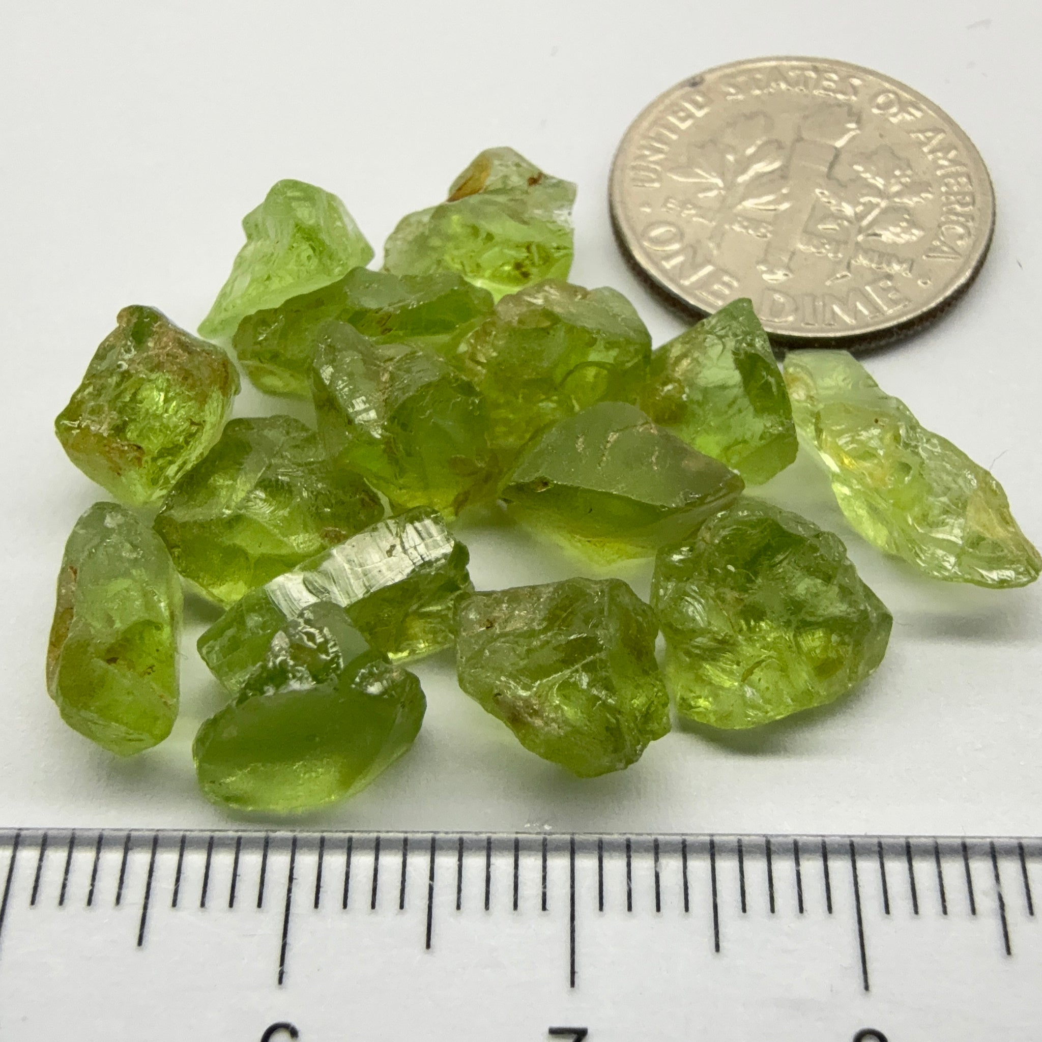 GoGo Peridot Lot, 35.83ct, Mined by the Wa GoGo tribe in Tanzania, Untreated Unheated, Bright Apple Green, 2.02ct-2.88ct, 15pcs, vs-si