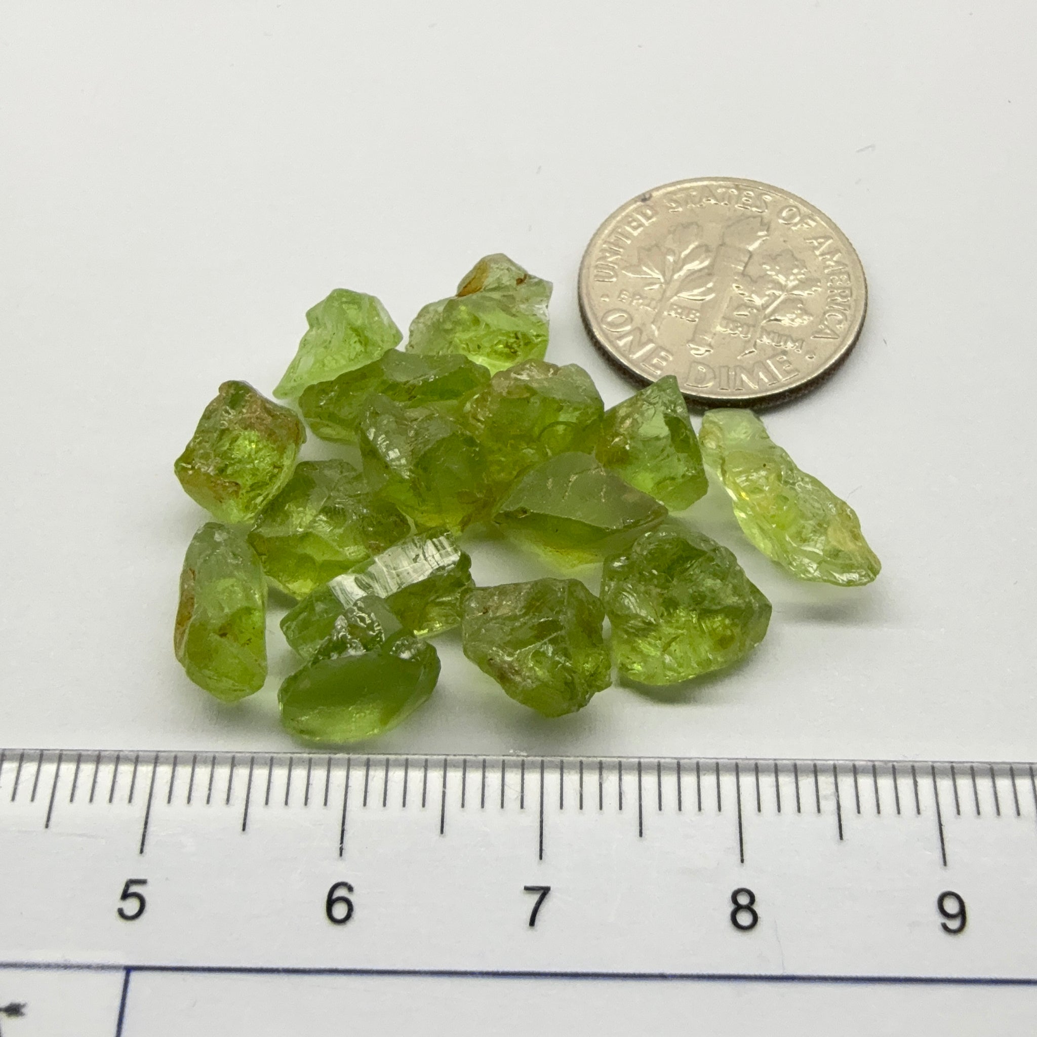 GoGo Peridot Lot, 35.83ct, Mined by the Wa GoGo tribe in Tanzania, Untreated Unheated, Bright Apple Green, 2.02ct-2.88ct, 15pcs, vs-si