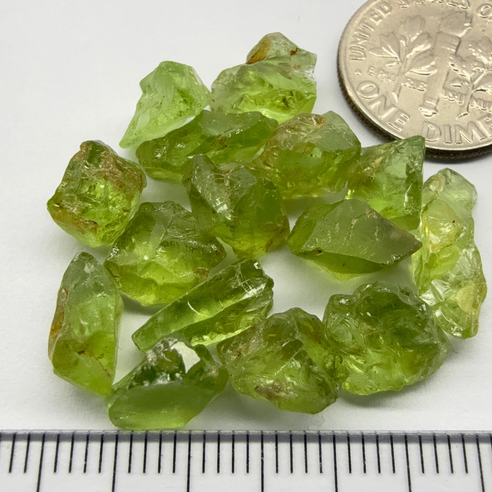 GoGo Peridot Lot, 35.83ct, Mined by the Wa GoGo tribe in Tanzania, Untreated Unheated, Bright Apple Green, 2.02ct-2.88ct, 15pcs, vs-si
