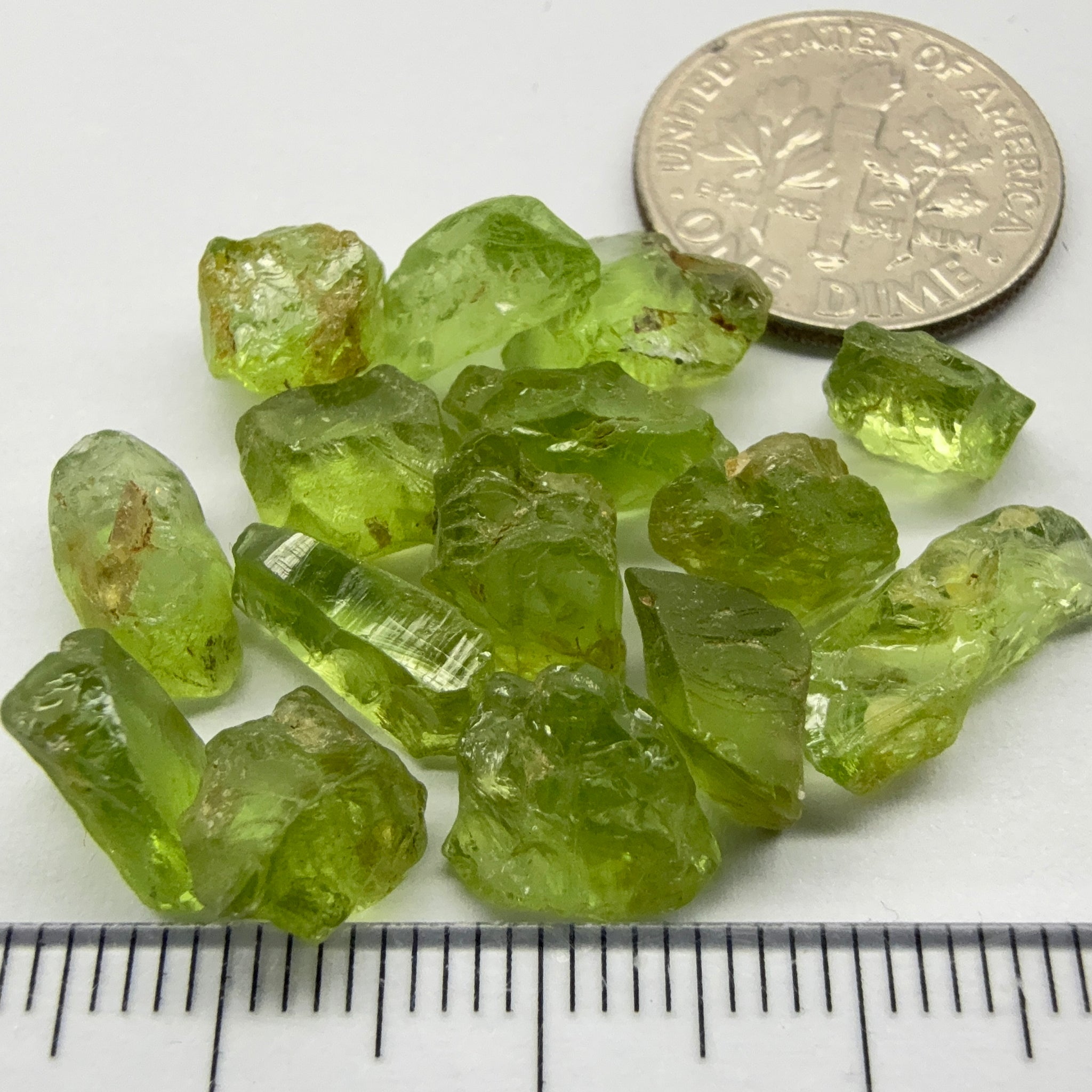GoGo Peridot Lot, 35.83ct, Mined by the Wa GoGo tribe in Tanzania, Untreated Unheated, Bright Apple Green, 2.02ct-2.88ct, 15pcs, vs-si