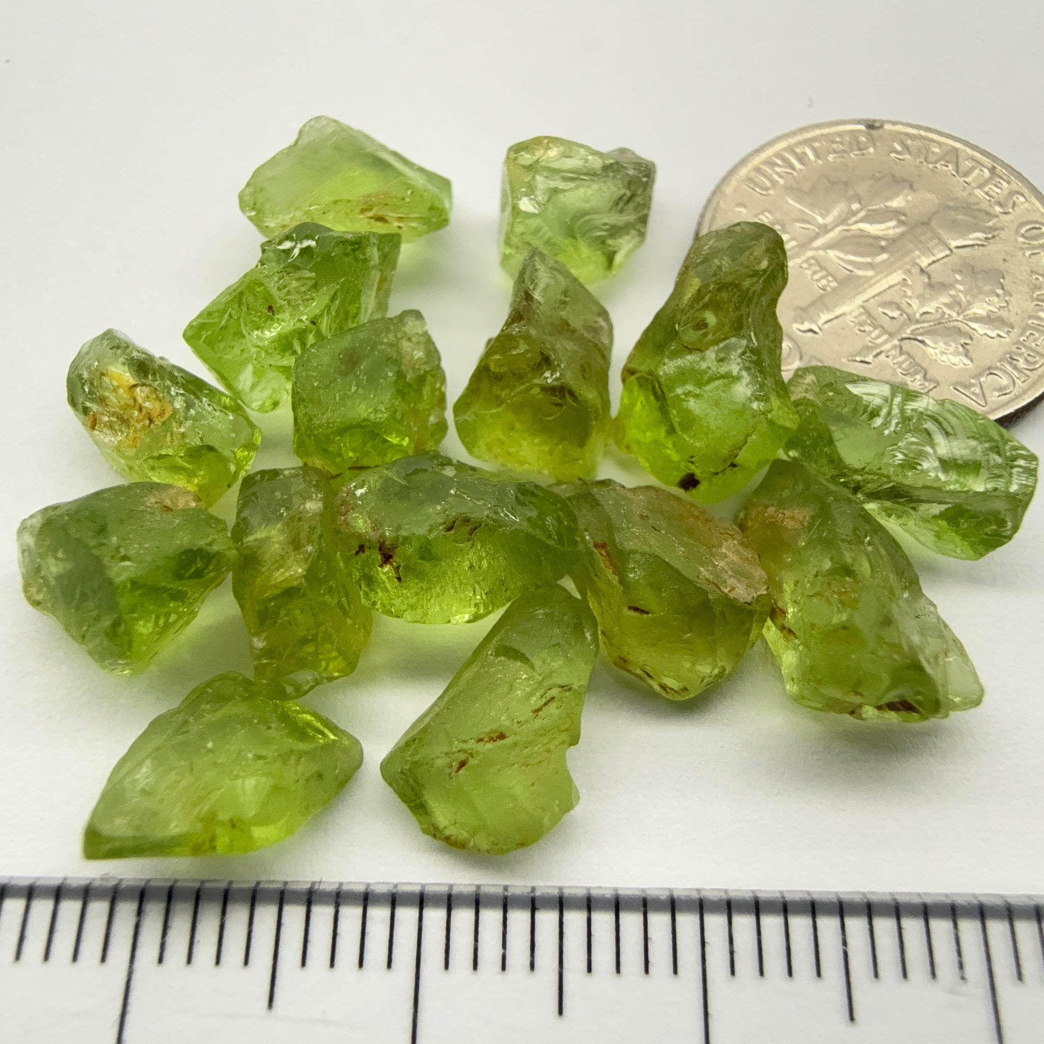 GoGo Peridot Lot, 39.80ct, Mined by the Wa GoGo tribe in Tanzania, Untreated Unheated, Bright Apple Green, 2.07ct-3.62ct, 15pcs, vs-si