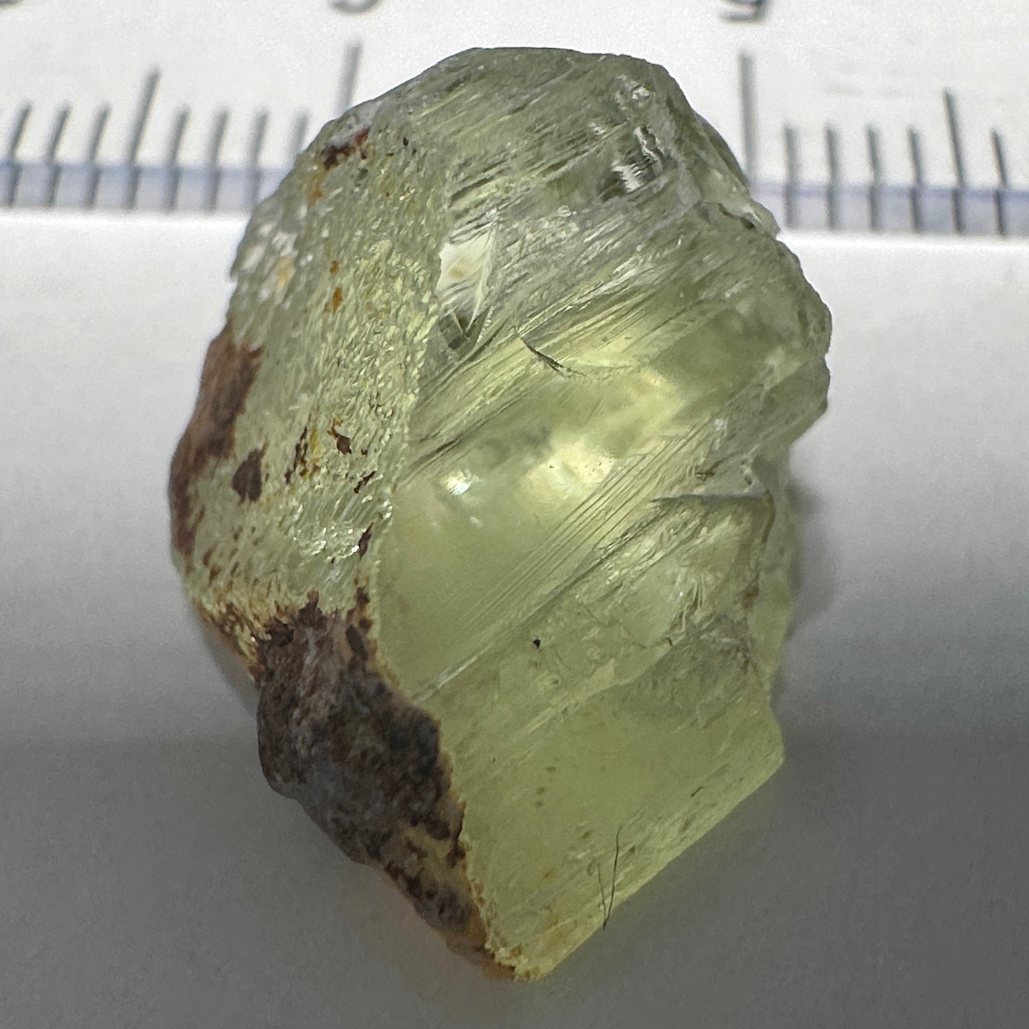 Tremolite Crystal, 13.66ct, Merelani, Tanzania, Untreated Unheated. Crack inside, the rest is vvs-if, see pic. Beautiful soft lime green colour