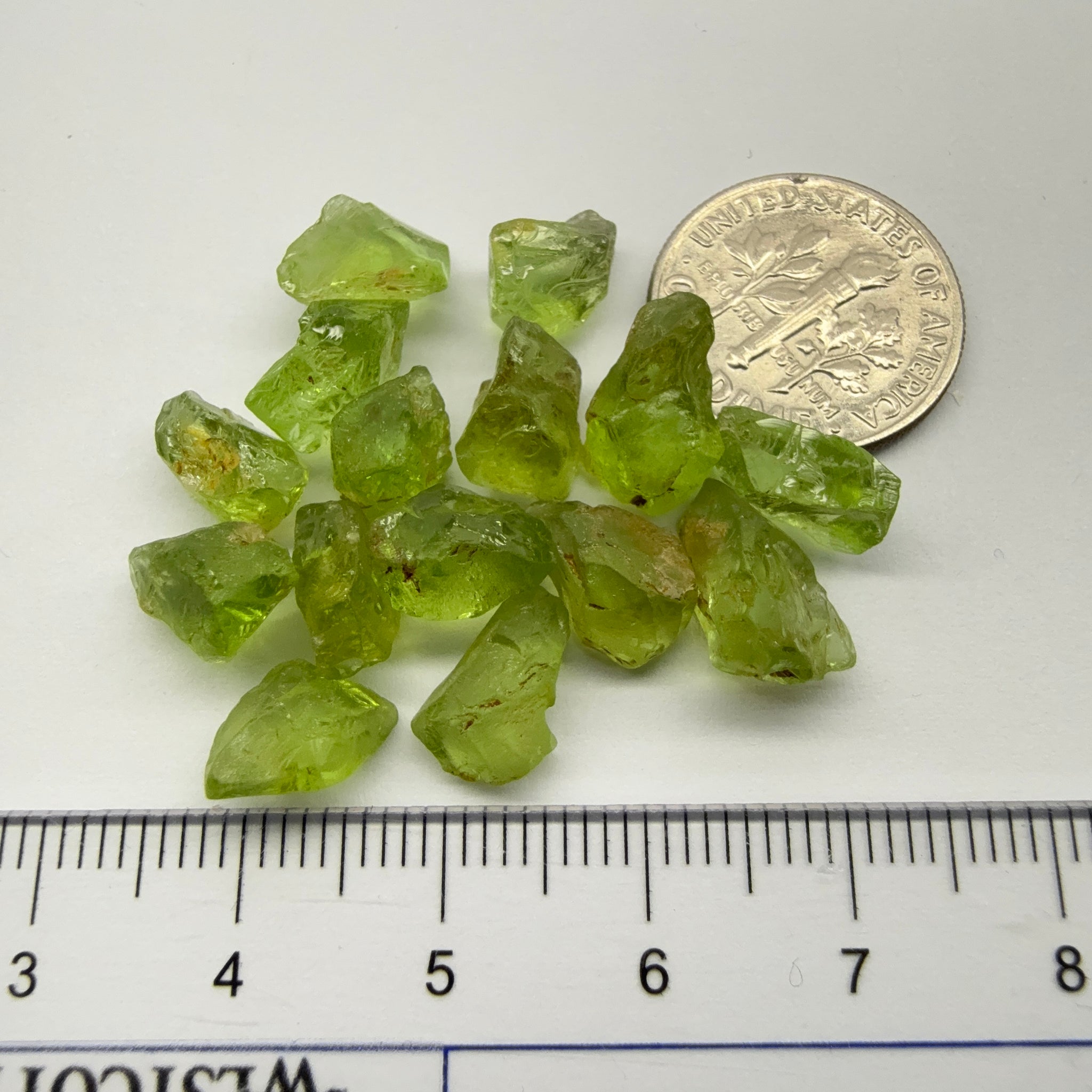 GoGo Peridot Lot, 39.80ct, Mined by the Wa GoGo tribe in Tanzania, Untreated Unheated, Bright Apple Green, 2.07ct-3.62ct, 15pcs, vs-si