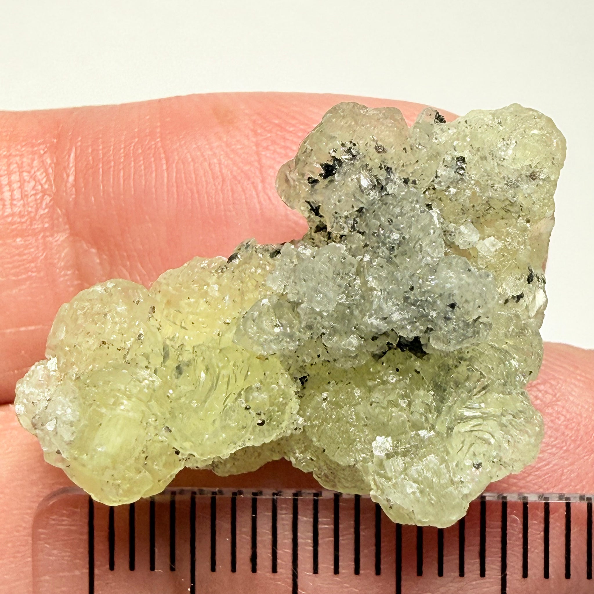 Prehnite Crystal, this one has a tiny piece of Tanzanite on it, 24.81ct, Merelani Hills, Tanzania, Unheated Untreated