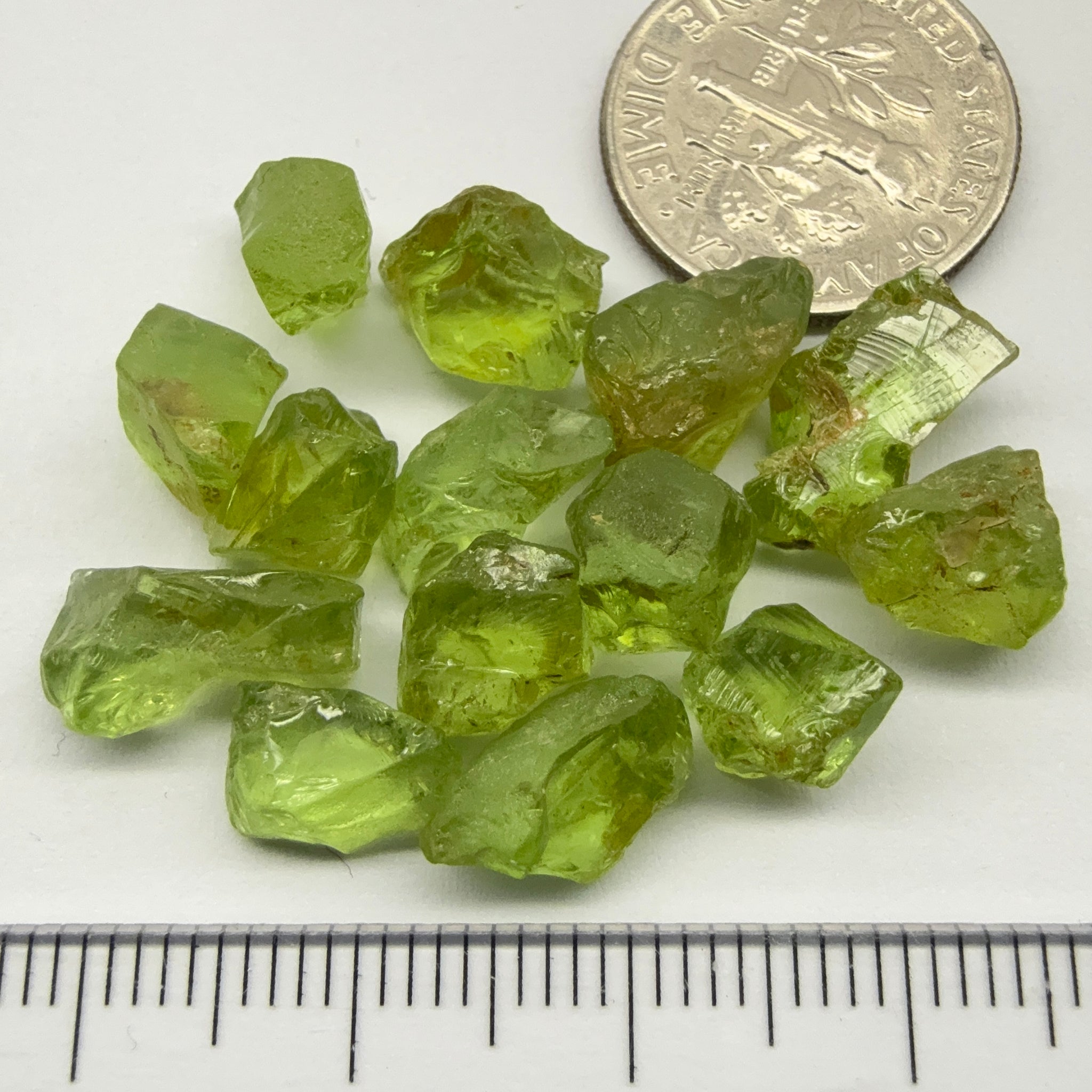 GoGo Peridot Lot, 37.06ct, Mined by the Wa GoGo tribe in Tanzania, Untreated Unheated, Bright Apple Green, 2.06ct-3.06ct, 14pcs, vs-si