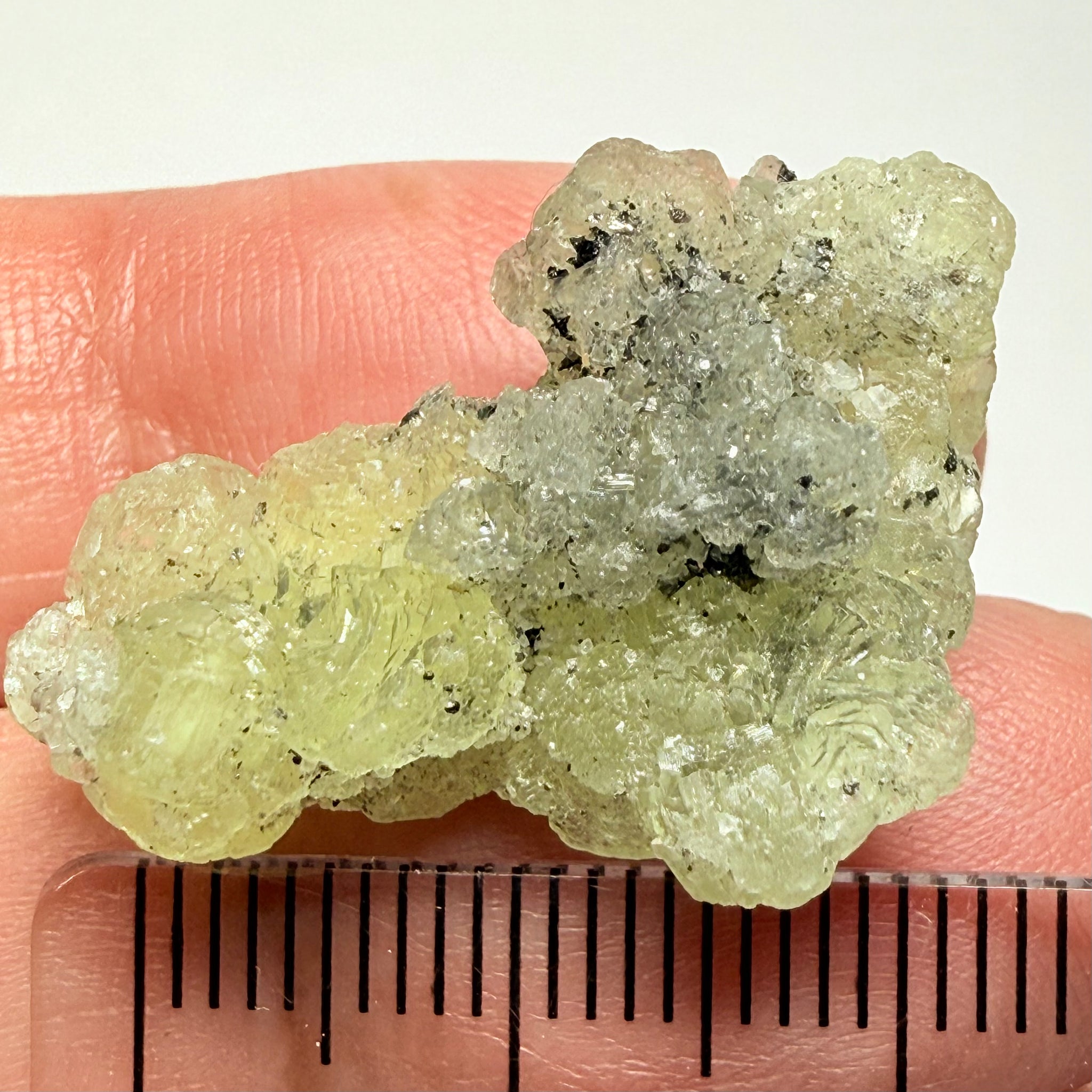 Prehnite Crystal, this one has a tiny piece of Tanzanite on it, 24.81ct, Merelani Hills, Tanzania, Unheated Untreated