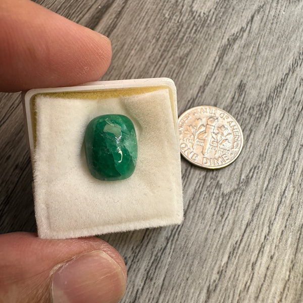 Tanzanian Emerald Cabochon, 4.97ct, NO OIL, Untreated Unheated