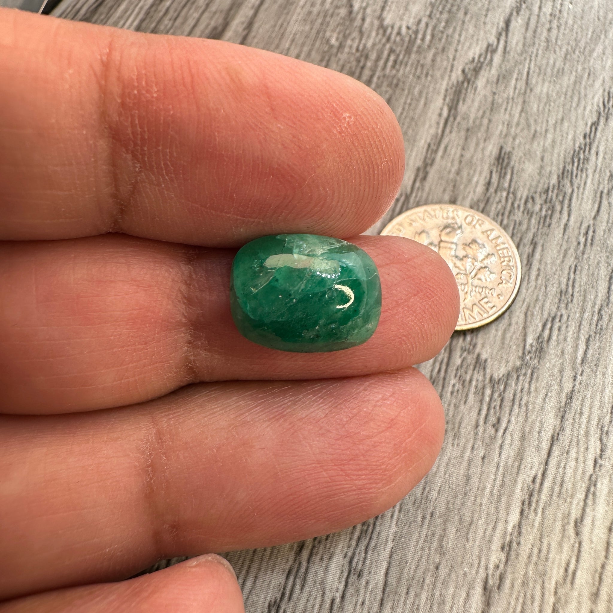 Tanzanian Emerald Cabochon, 4.97ct, NO OIL, Untreated Unheated