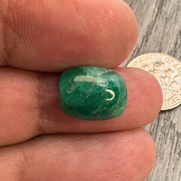 Tanzanian Emerald Cabochon, 4.97ct, NO OIL, Untreated Unheated