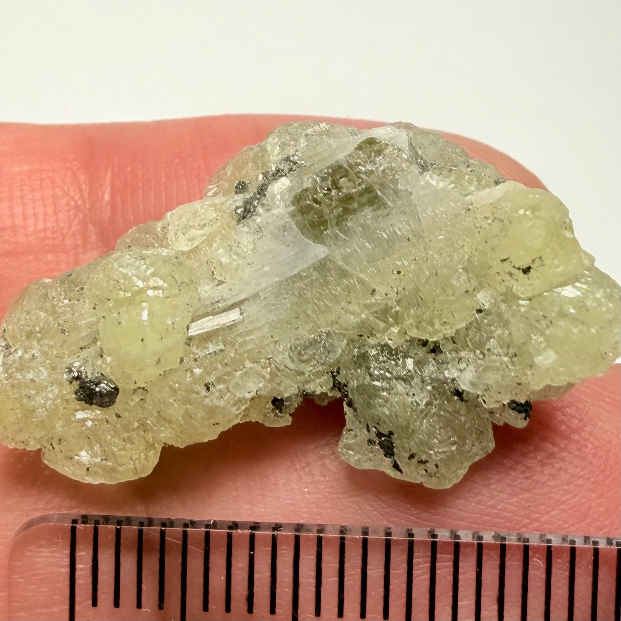 Prehnite Crystal, this one has a tiny piece of Tanzanite on it, 24.81ct, Merelani Hills, Tanzania, Unheated Untreated
