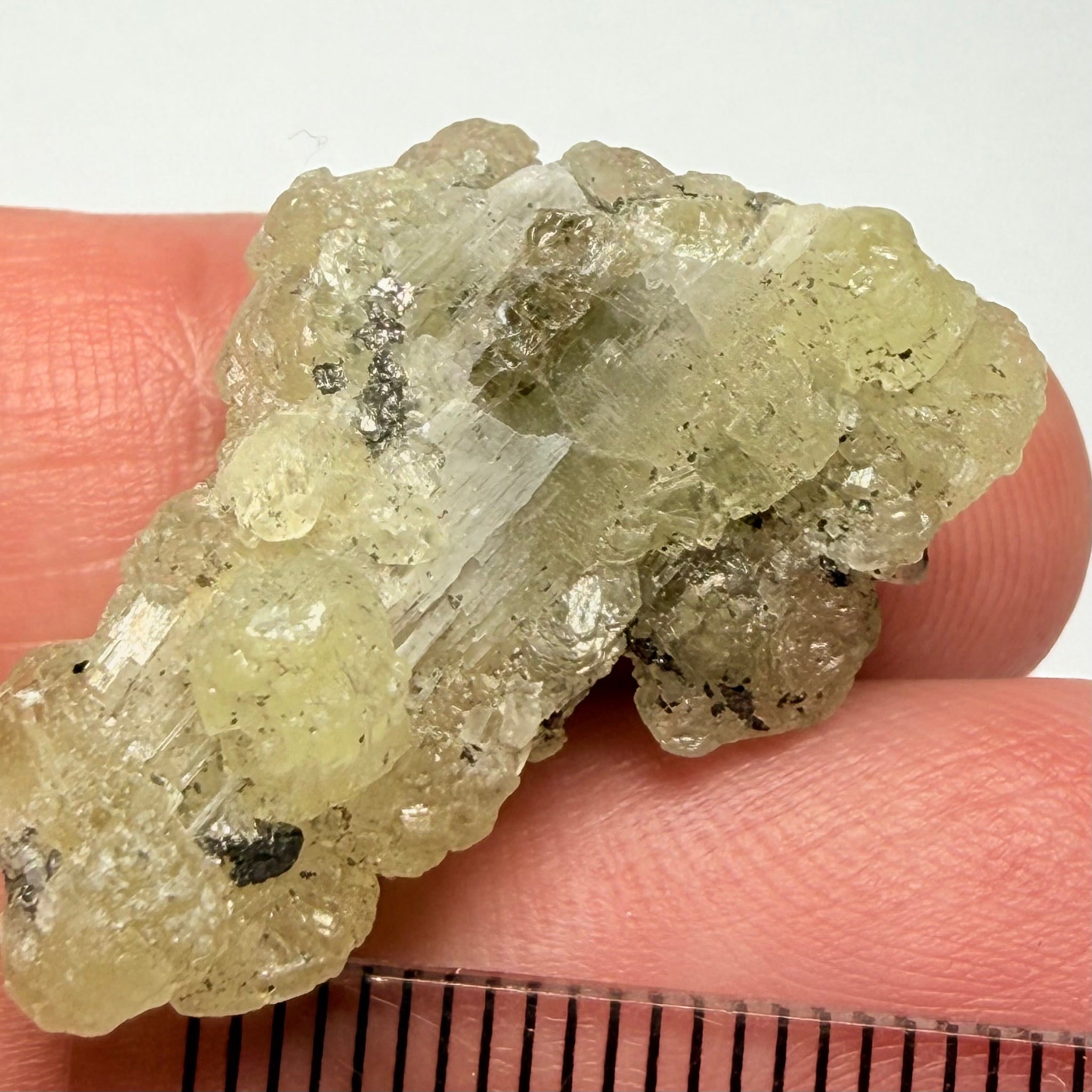 Prehnite Crystal, this one has a tiny piece of Tanzanite on it, 24.81ct, Merelani Hills, Tanzania, Unheated Untreated