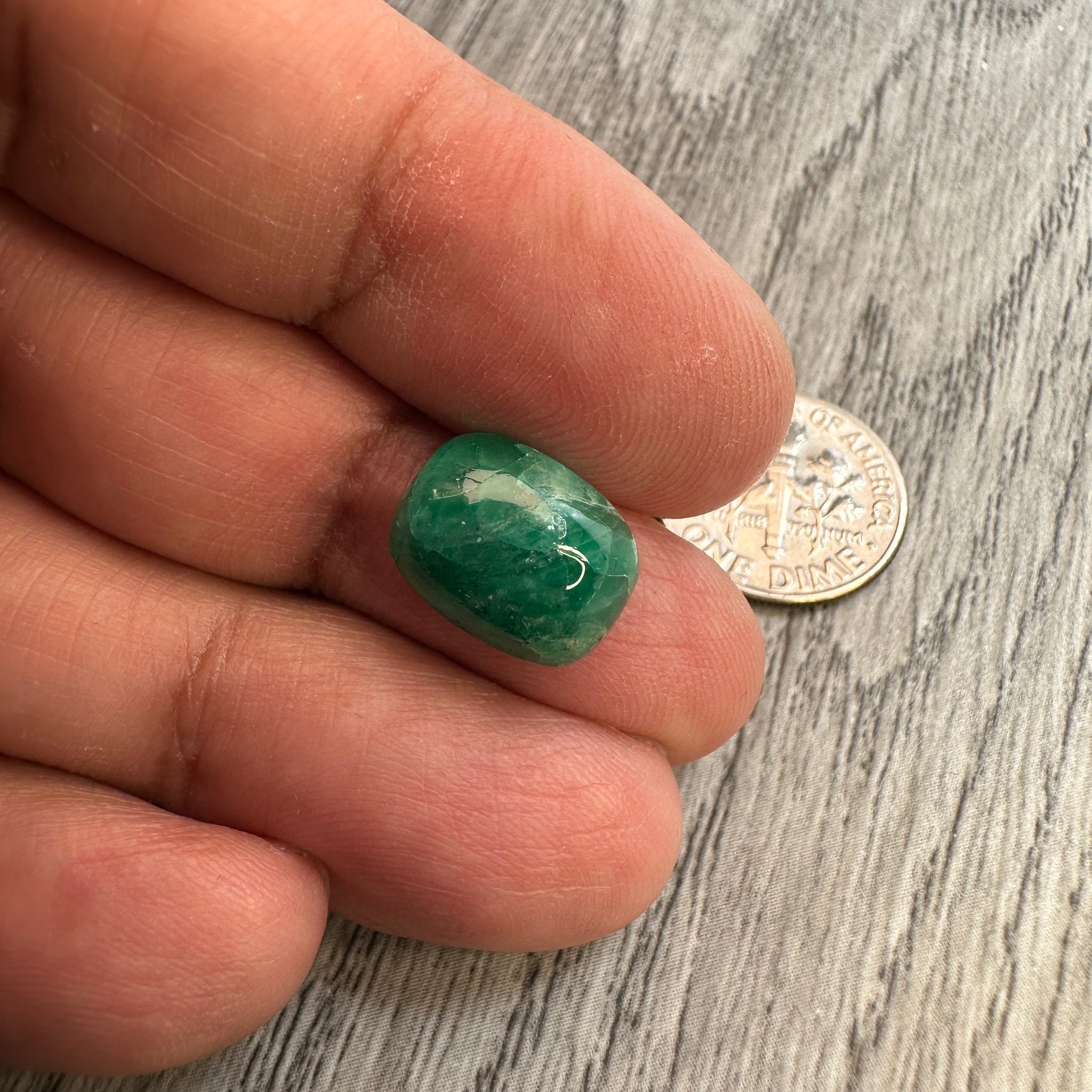 Tanzanian Emerald Cabochon, 4.97ct, NO OIL, Untreated Unheated