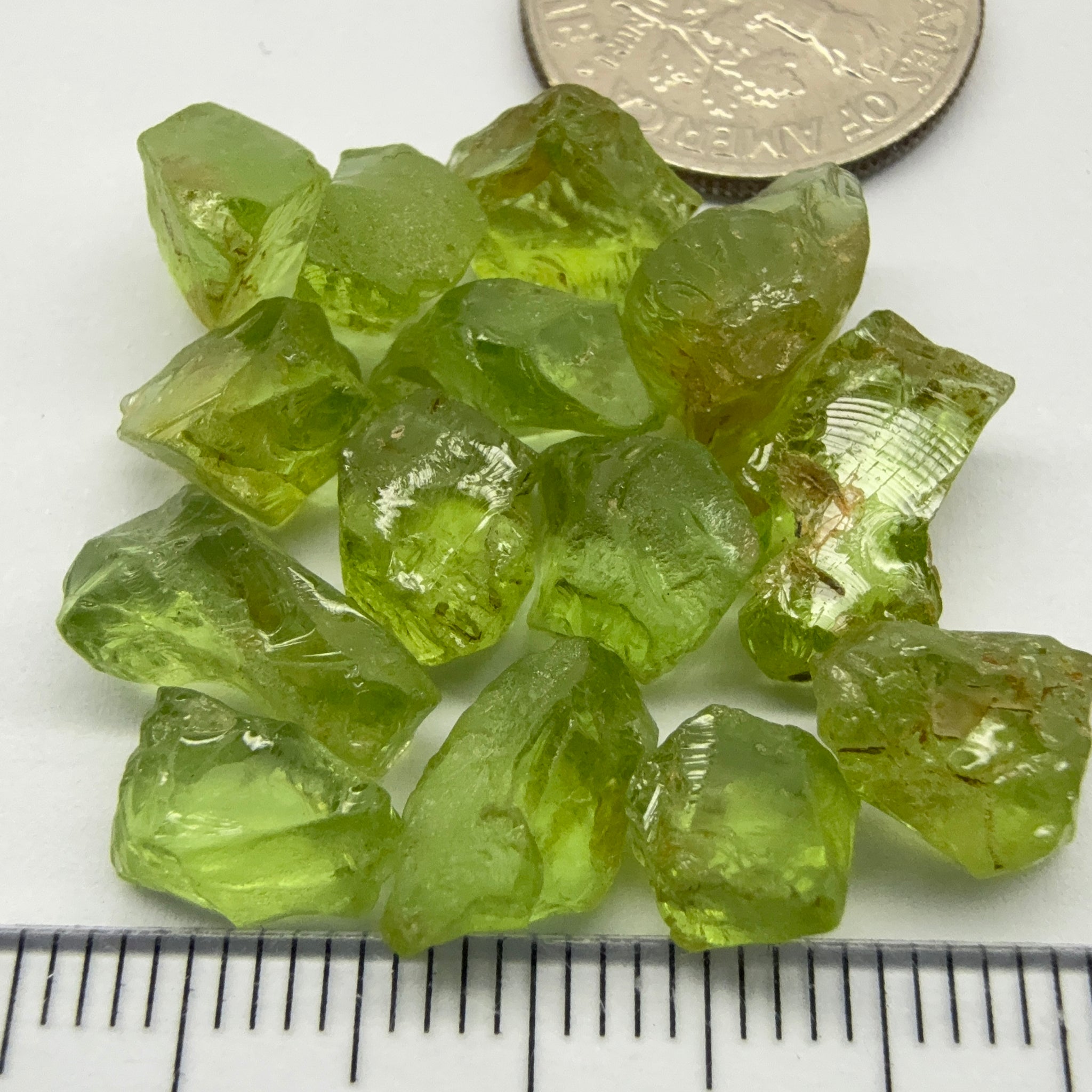 GoGo Peridot Lot, 37.06ct, Mined by the Wa GoGo tribe in Tanzania, Untreated Unheated, Bright Apple Green, 2.06ct-3.06ct, 14pcs, vs-si