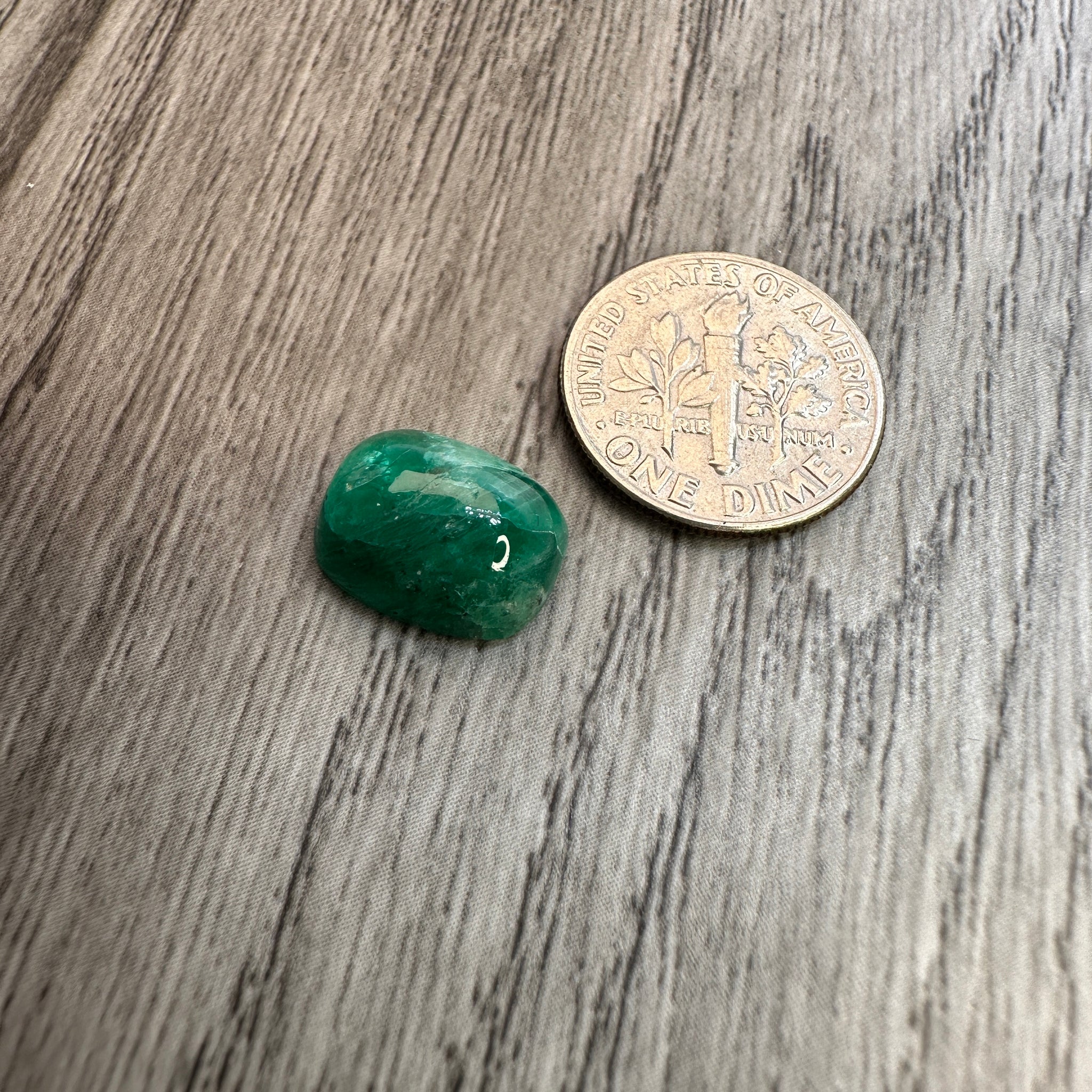 Tanzanian Emerald Cabochon, 4.97ct, NO OIL, Untreated Unheated