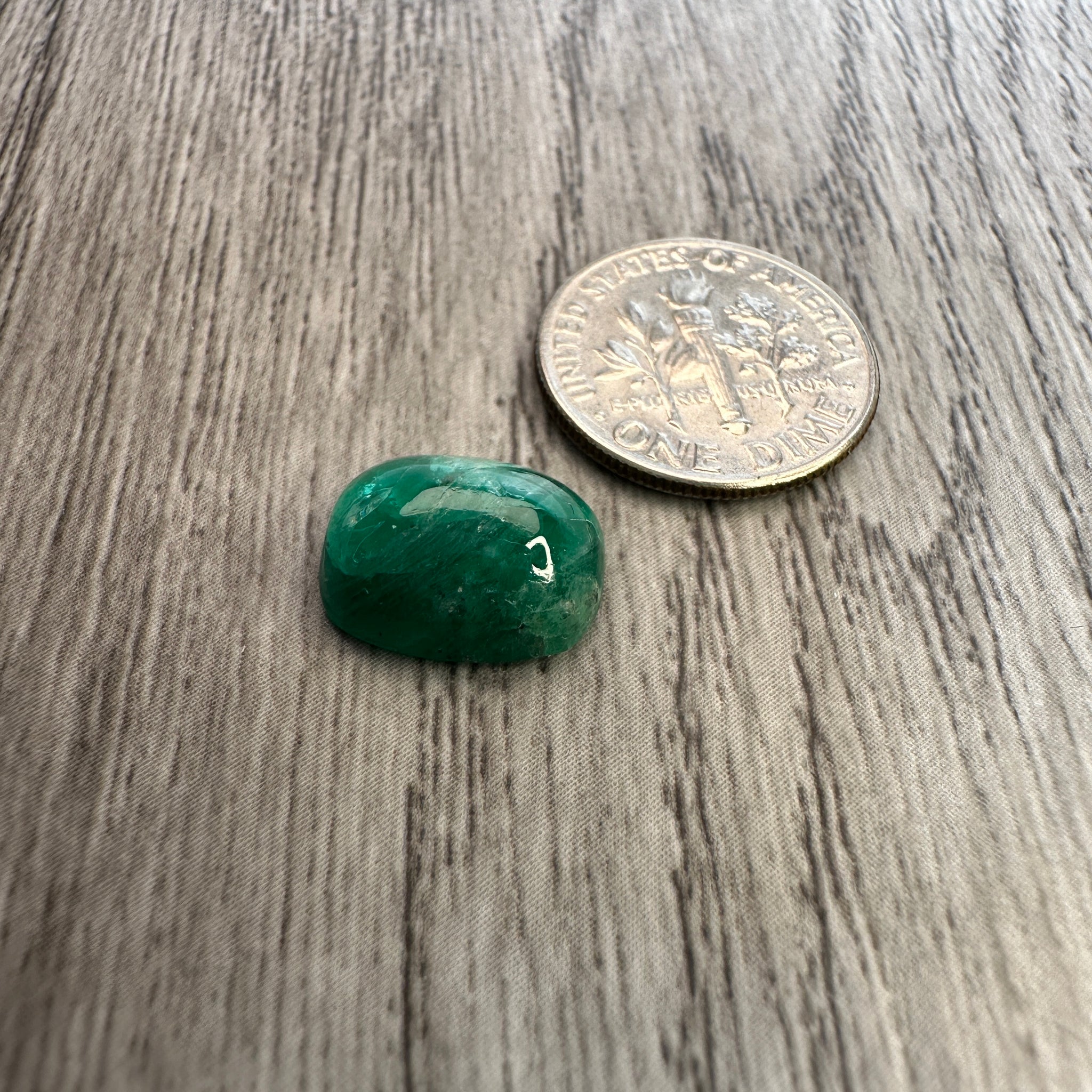 Tanzanian Emerald Cabochon, 4.97ct, NO OIL, Untreated Unheated